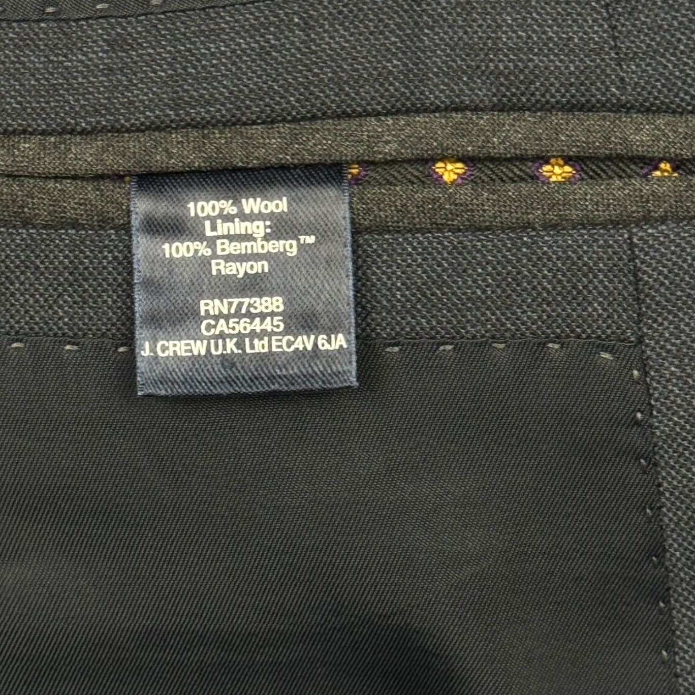 J.Crew VINTAGE J. Crew Blazer Mens 42L Wool 2-Button Notch Lapel Gray Jacket Front Button Style Two Button Regular Mens Size 42R - 5 Thumbnail