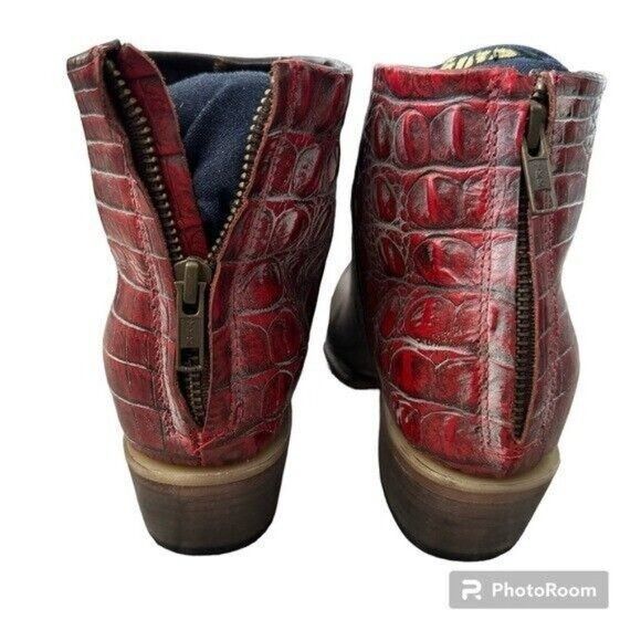 Other Freebird by Steven Rule Ankle Brown & Croc Cowboy Western Le Size US 7 / IT 37 - 7 Thumbnail