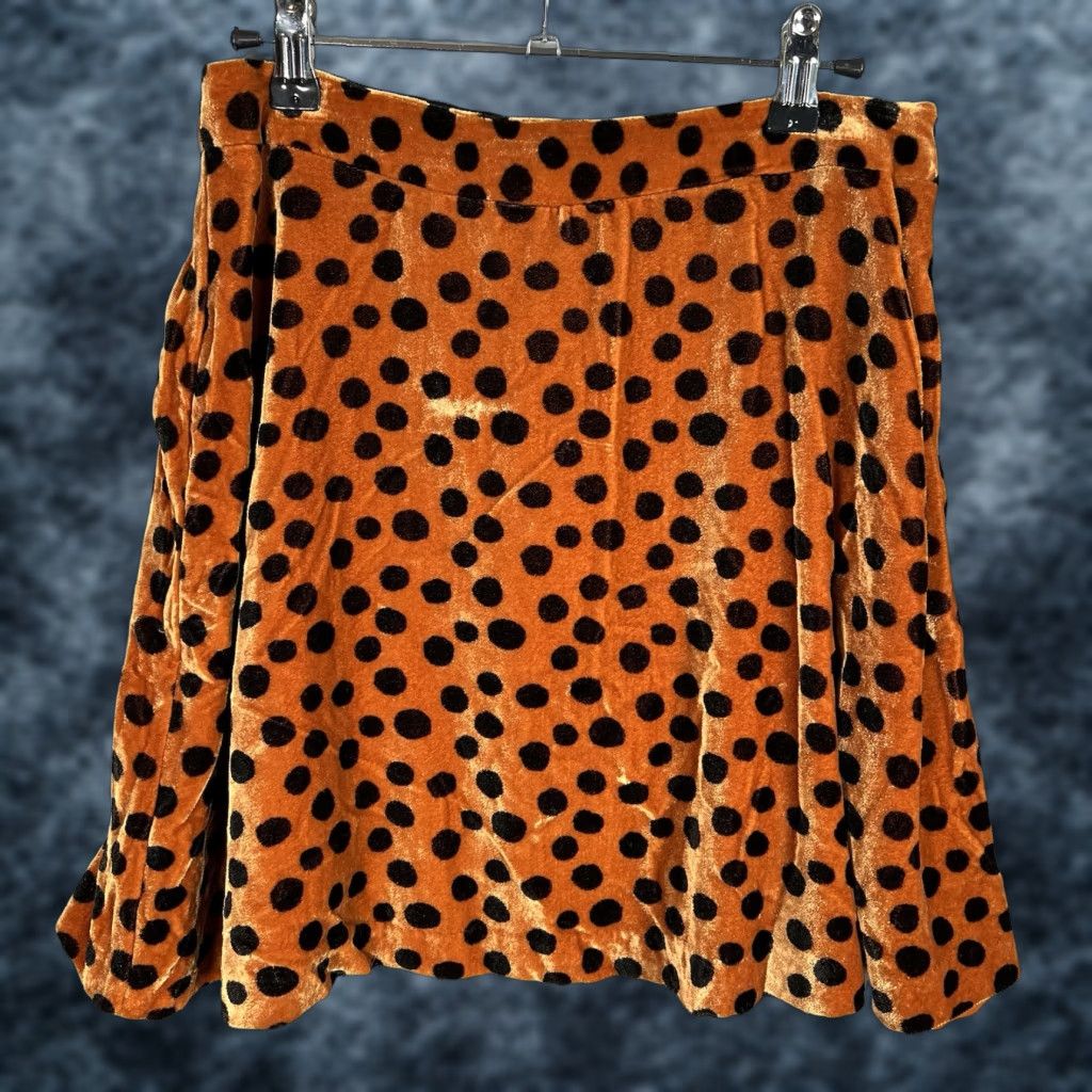 Madewell VINTAGE Madewell Velvet Leopard Dot Mini Skirt Womens Size 2 Orange Short Size 26" / US 2 / IT 38 - 1 Thumbnail