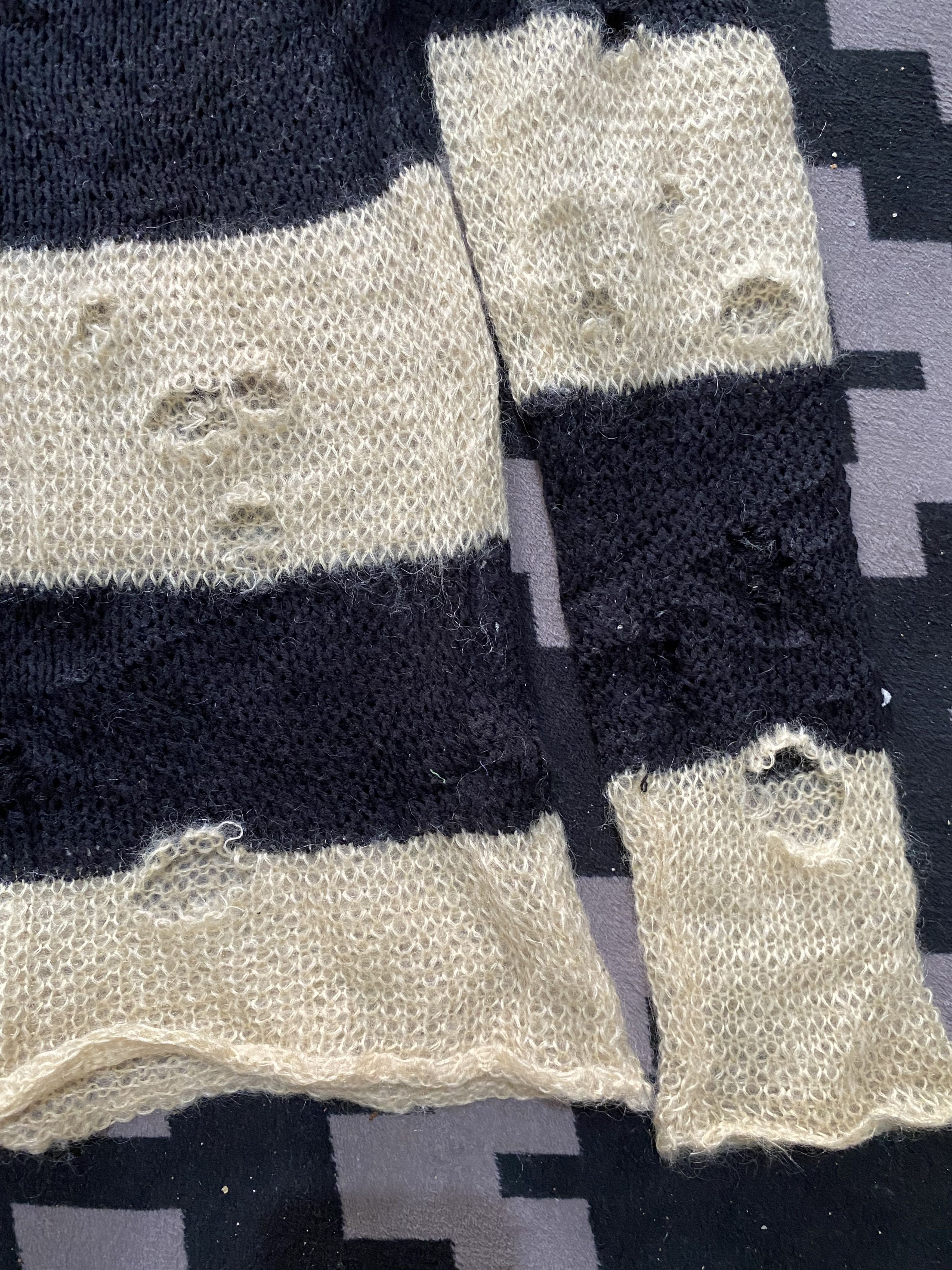 Hysteric Glamour × Japanese Brand Vintage STE distressed fishnet stripe knit avant garde Size US M / EU 48-50 / 2 - 5 Thumbnail