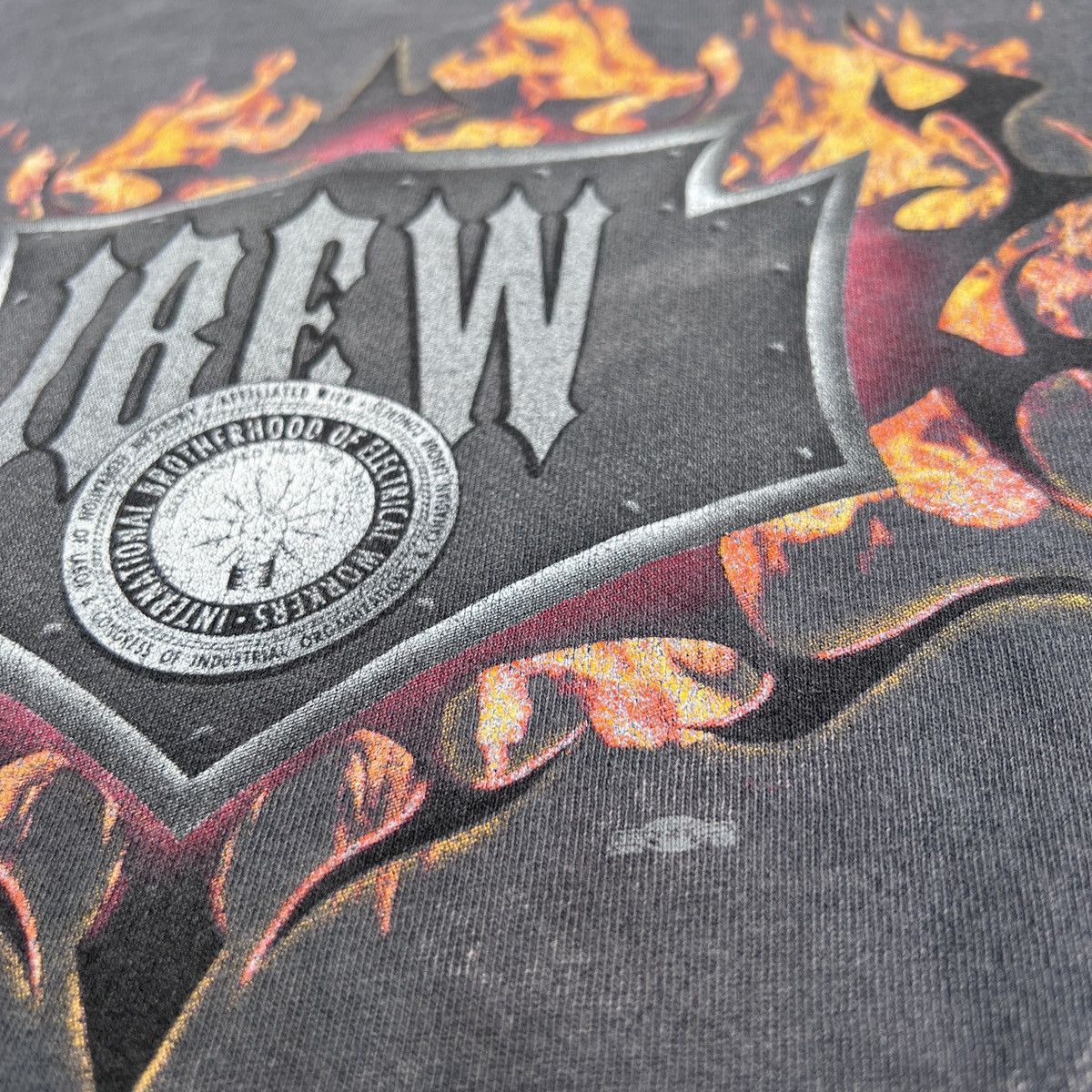Vintage Vintage 90s IBEW LOCAL 2XL Logo Fire Graphic Thrashed Faded Size US XXL / EU 58 / 5 - 7 Thumbnail