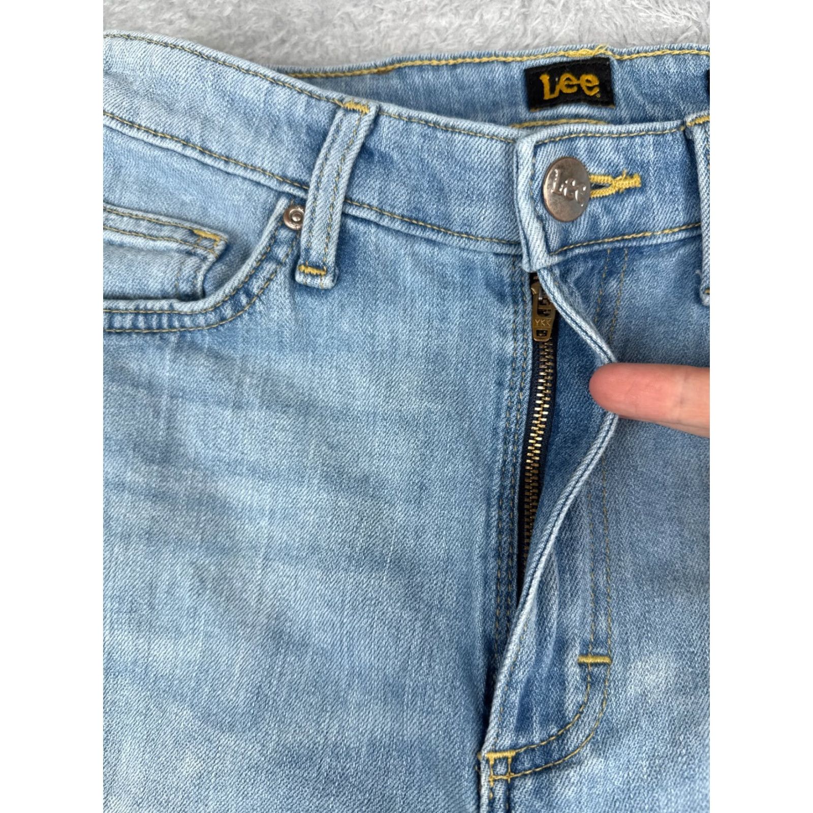 Lee Lee Jeans Womens 27 Blue Denim Cropped Wide-Leg High Rise Cotton Blend 26x24 Jeans Shirt? Size 27" / US 4 / IT 40 - 5 Thumbnail