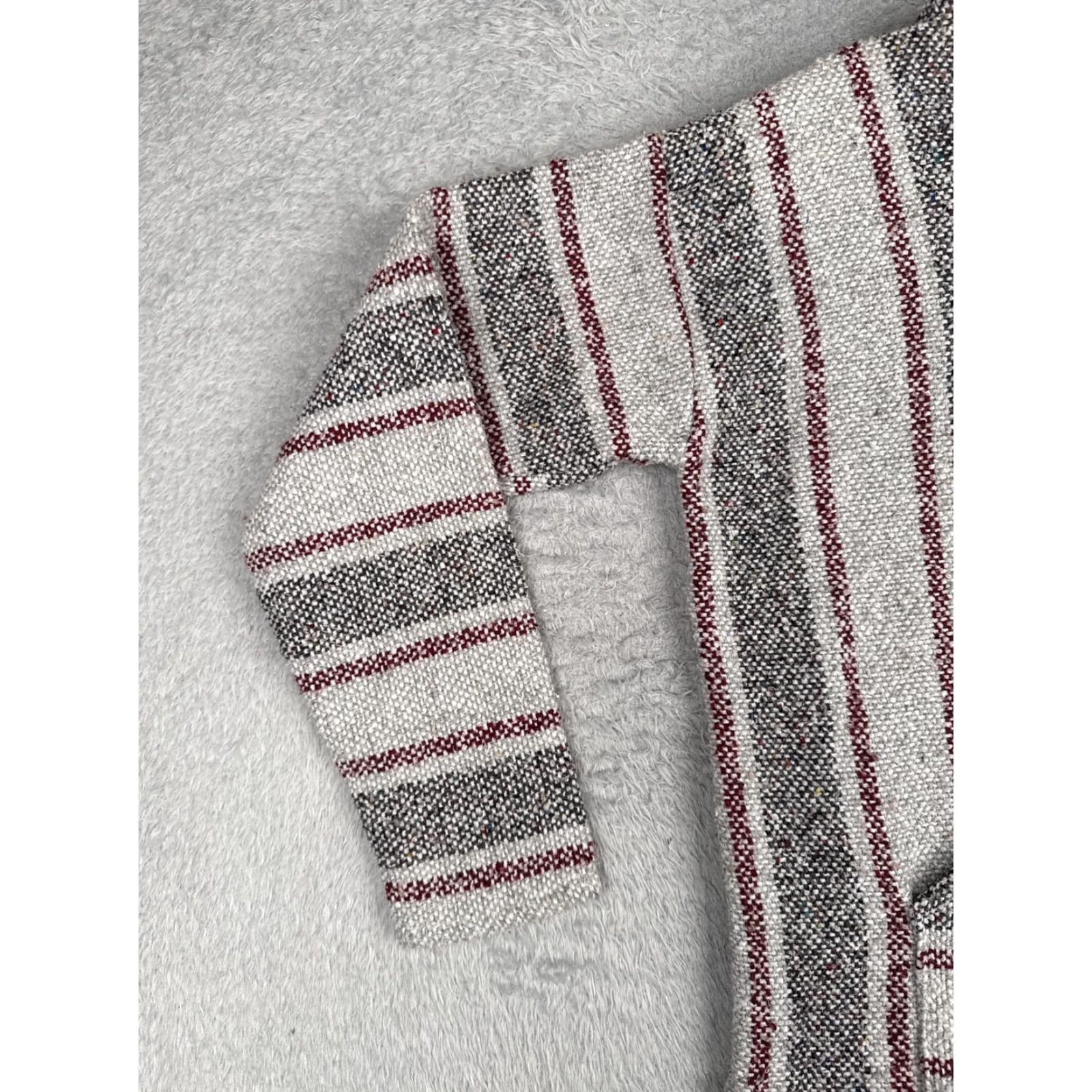 Baja Hoodie Mens Medium Gray Striped Kangaroo Pocket Hippie Drug Rug Poncho