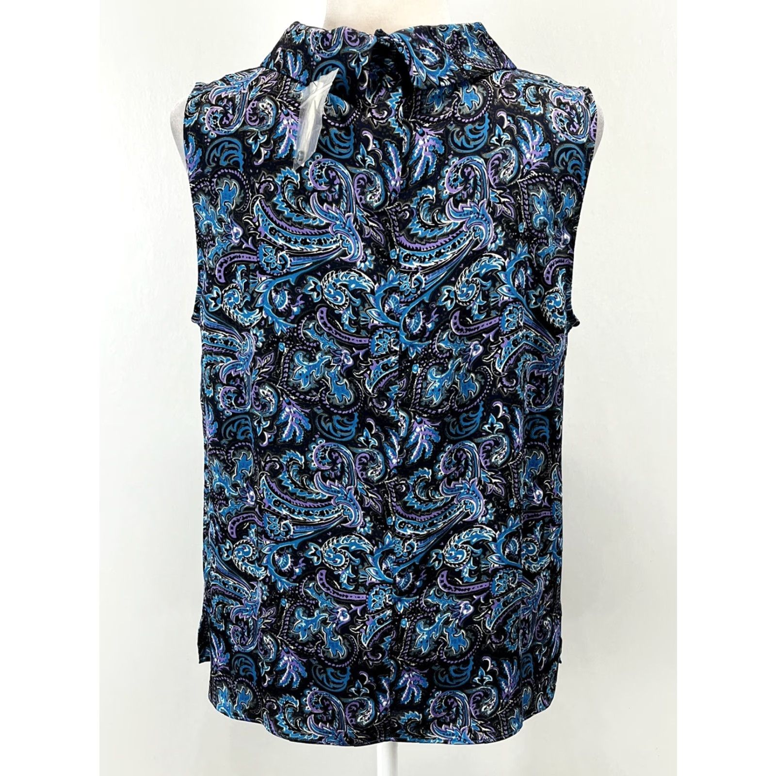 Talbots Talbots Blouse Top Womens 12 Sleeveless Funnel Neck Polyester Multicolor Classic Paisley Shirt Size XL / US 12-14 / IT 48-50 - 3 Thumbnail