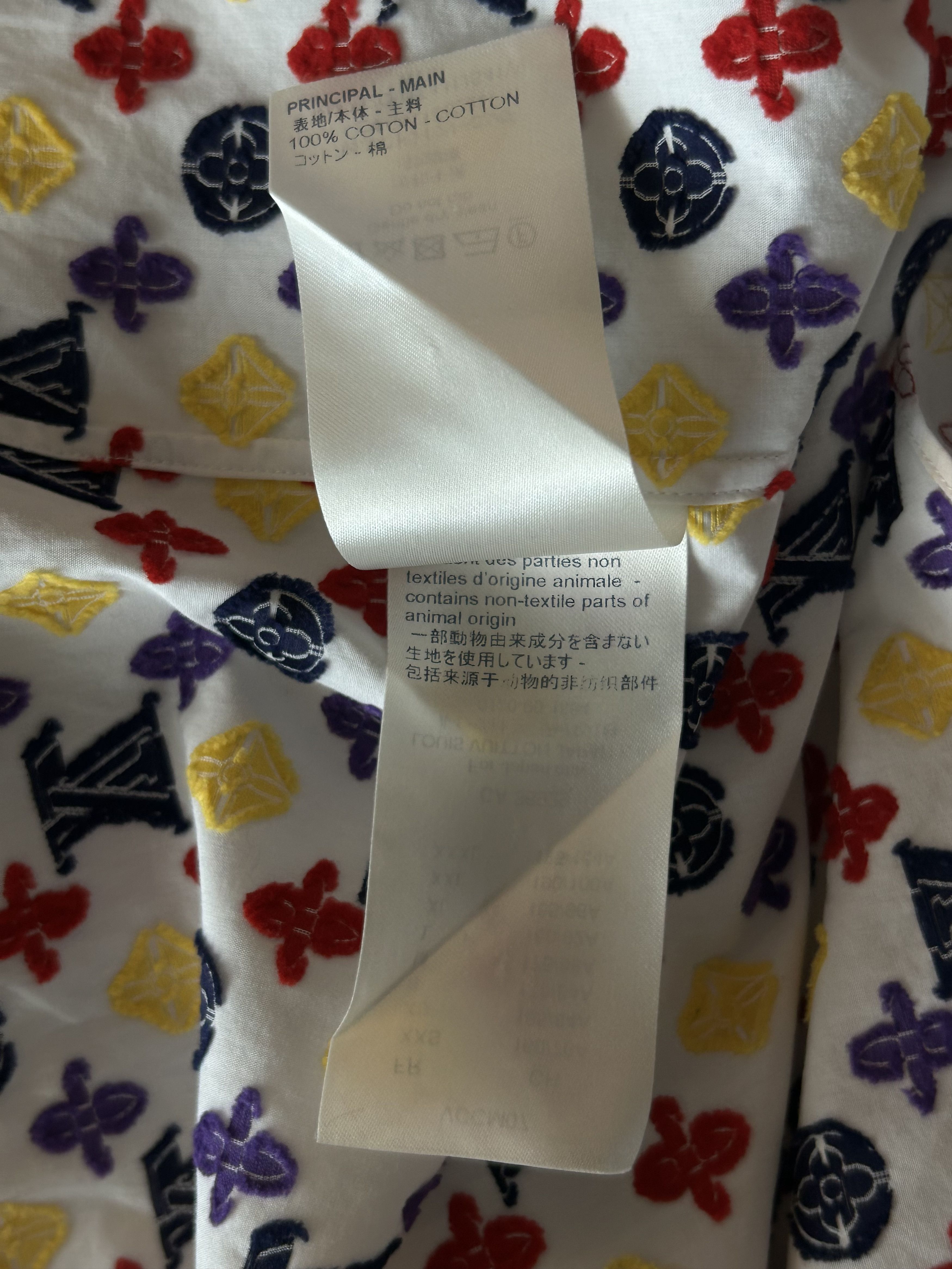 Louis Vuitton White Multicolor Embroidered Monogram Button Up Shirt Size US M / EU 48-50 / 2 - 6 Thumbnail