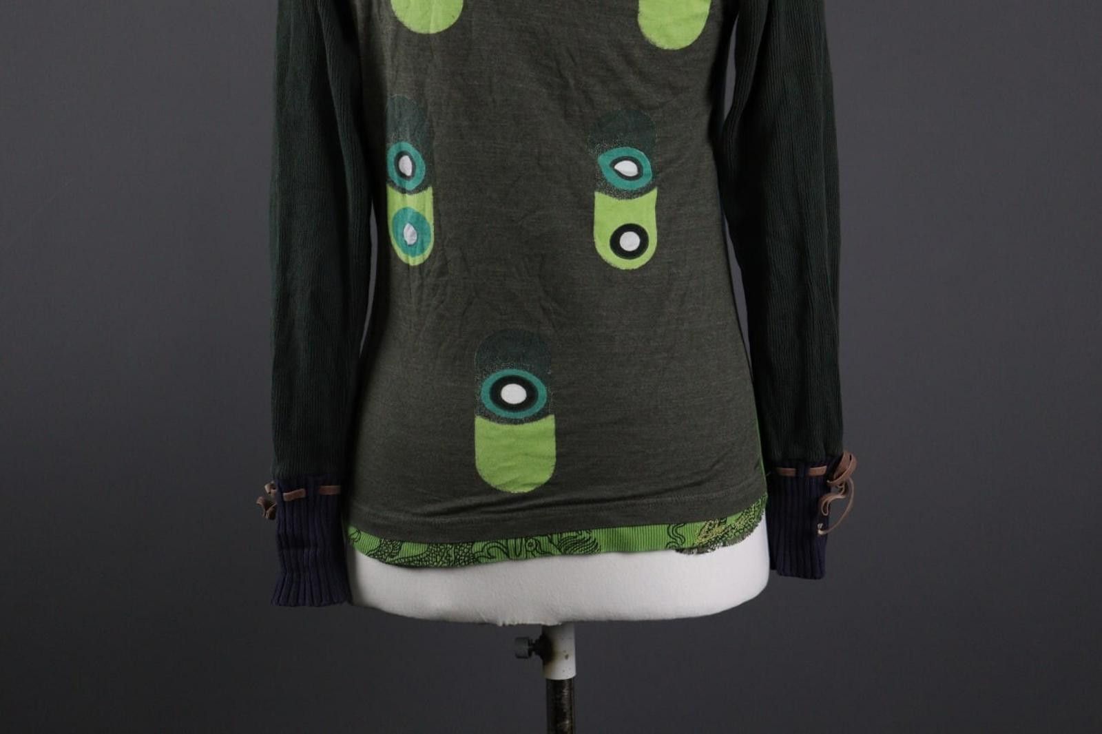 Desigual Desigual Multi Graphic Print Scoop Beaded Pullover Shirt Top Size M / US 6-8 / IT 42-44 - 8 Thumbnail