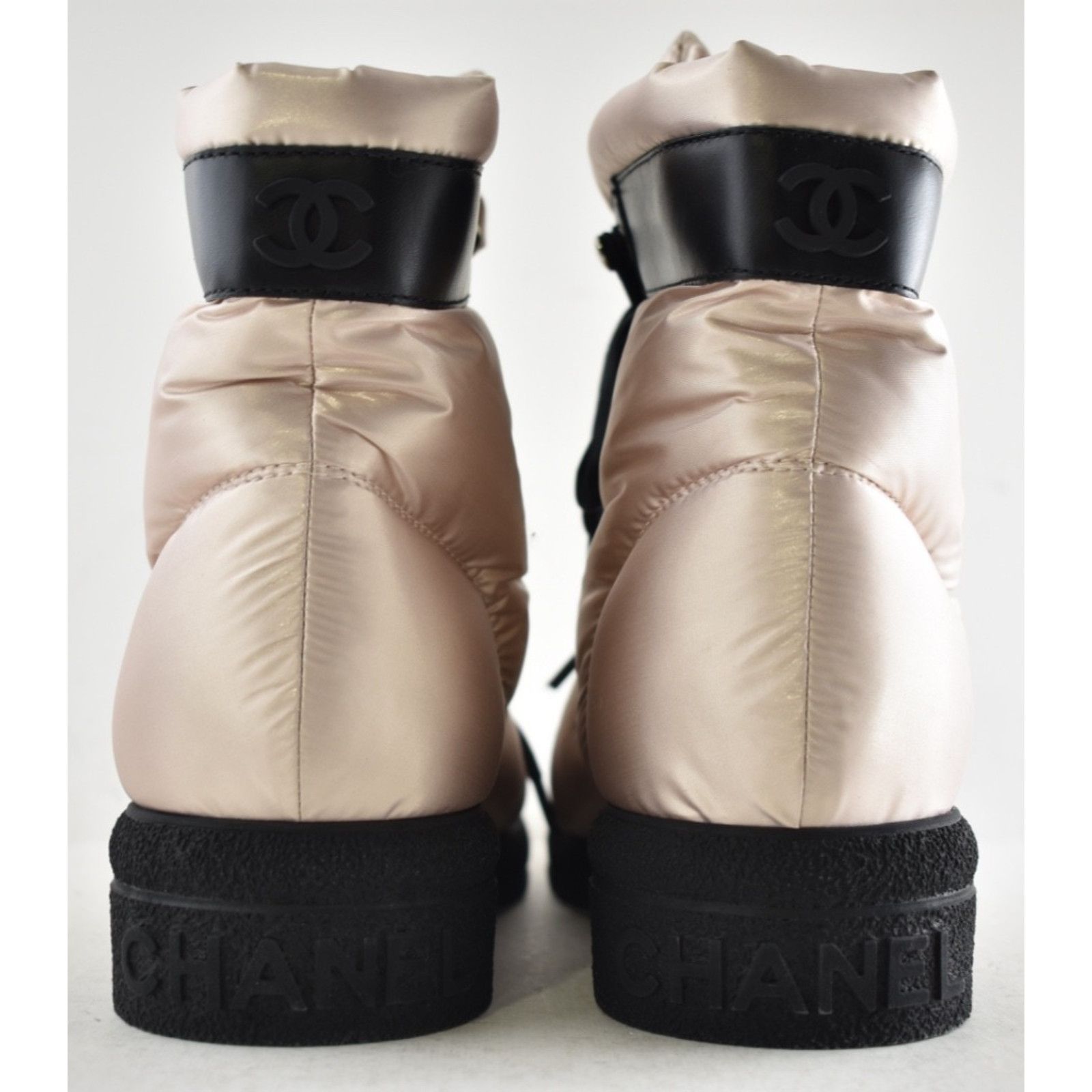 Chanel Chanel Coco Neige Pink Black CC Logo Combat Boots 37 Size US 7 / IT 37 - 13 Thumbnail