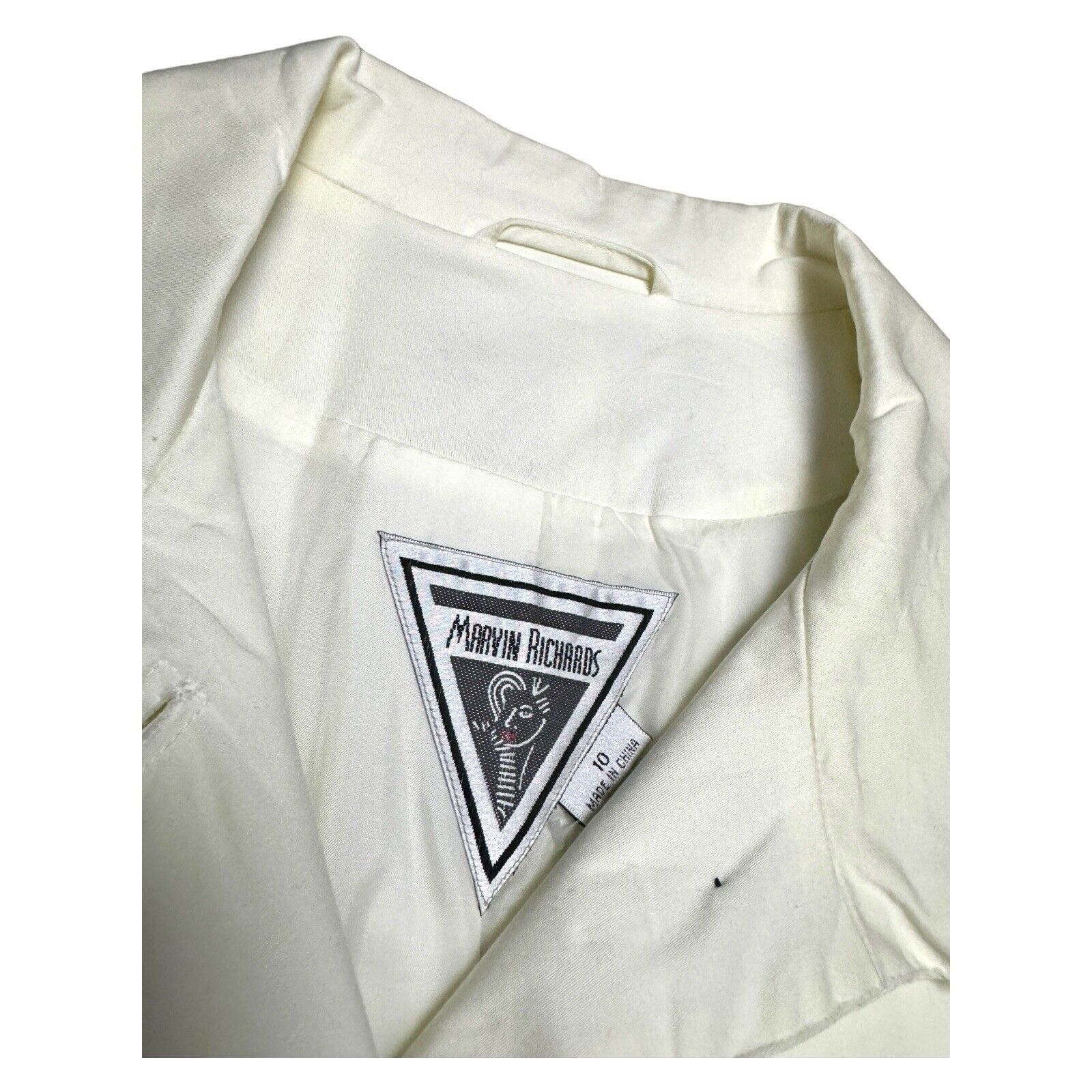 Designer VINTAGE Marvin Richards Designer Ivory Business Trench Coat Size L / US 10 / IT 46 - 2 Thumbnail
