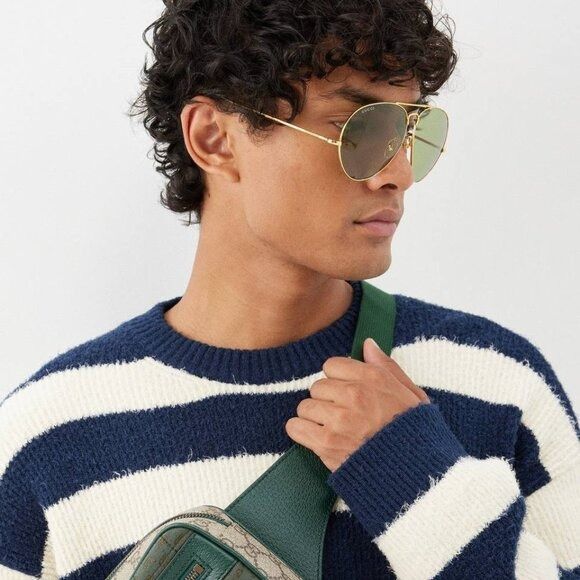 image of New Gucci Gg1481S 001 Gold /green Sunglasses, Men's