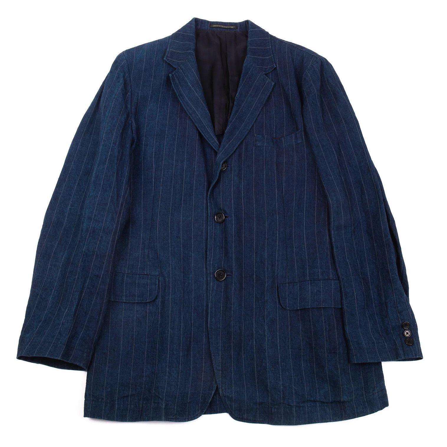 Yohji Yamamoto Yohji Yamamoto Indigo Dyed Linen Stripe Jacket Size US M / EU 48-50 / 2 - 1 Thumbnail