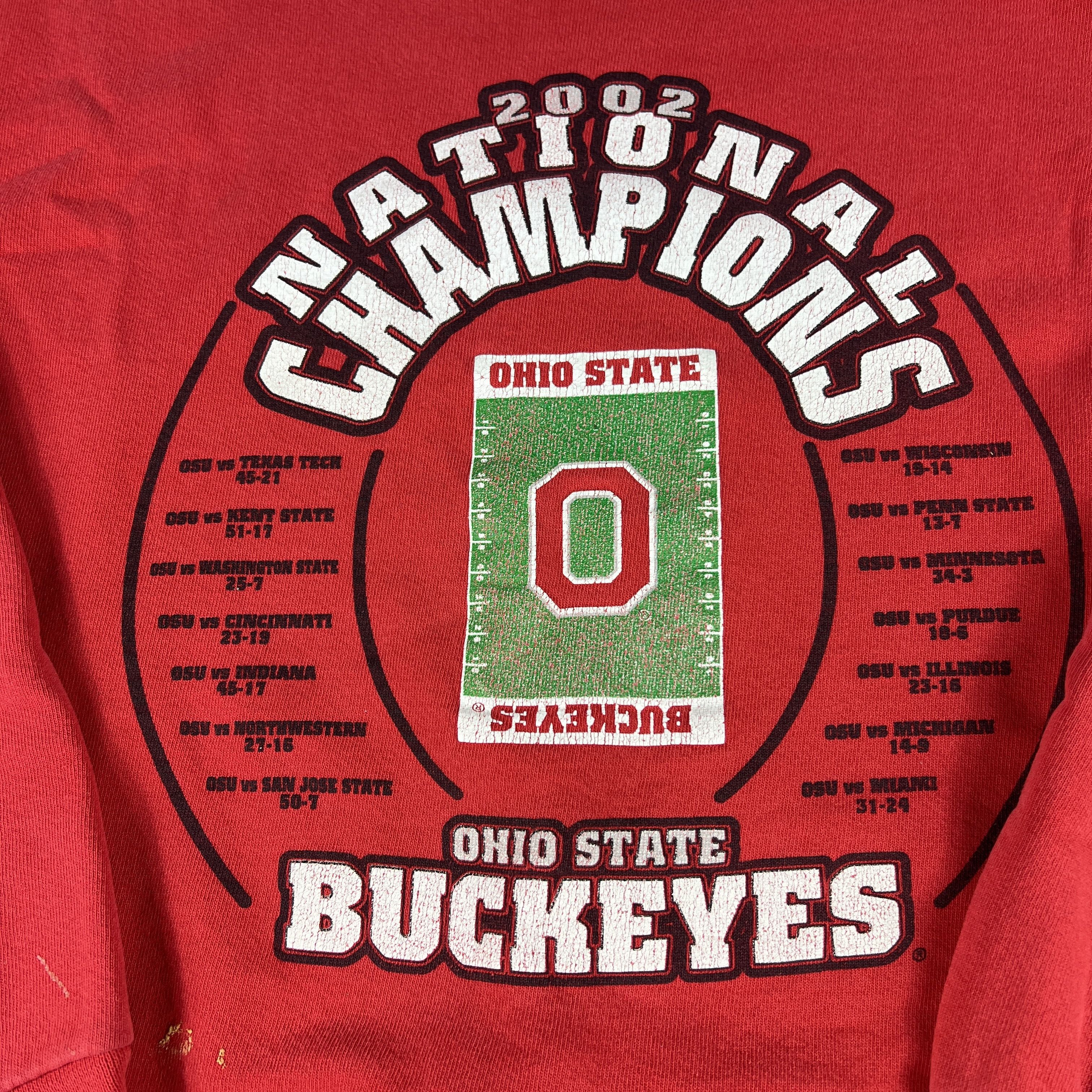 Fruit Of The Loom × NCAA × Vintage Y2K Ohio State Buckeyes Sweatshirt Red Thrashed Crewneck Size US XL / EU 56 / 4 - 6 Thumbnail