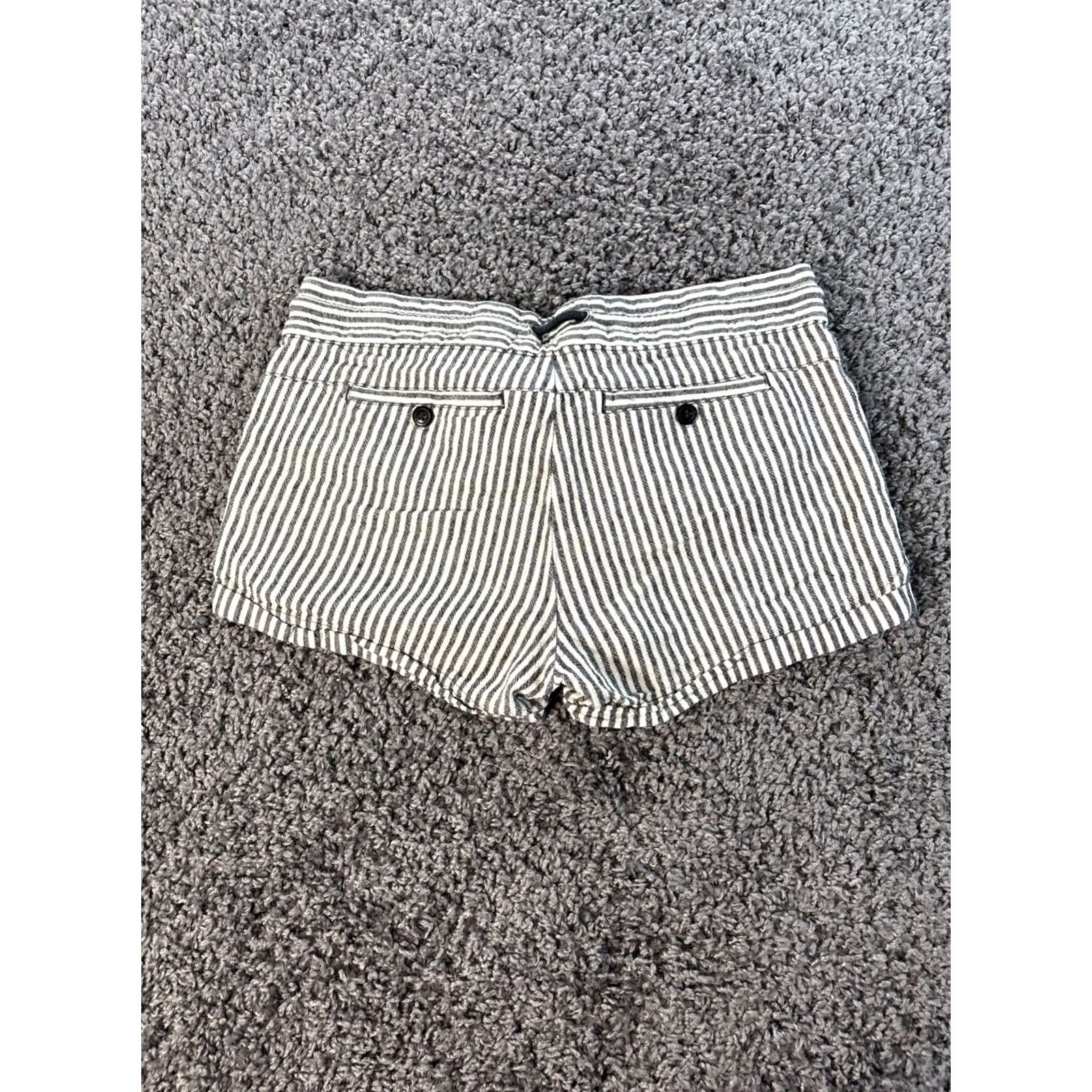 Vintage VINTAGE Rewind Low Rise Shorts Womens 32 White Linen Blend Striped 90s Summer Pockets Size 24" / US 00 / IT 34 - 6 Thumbnail