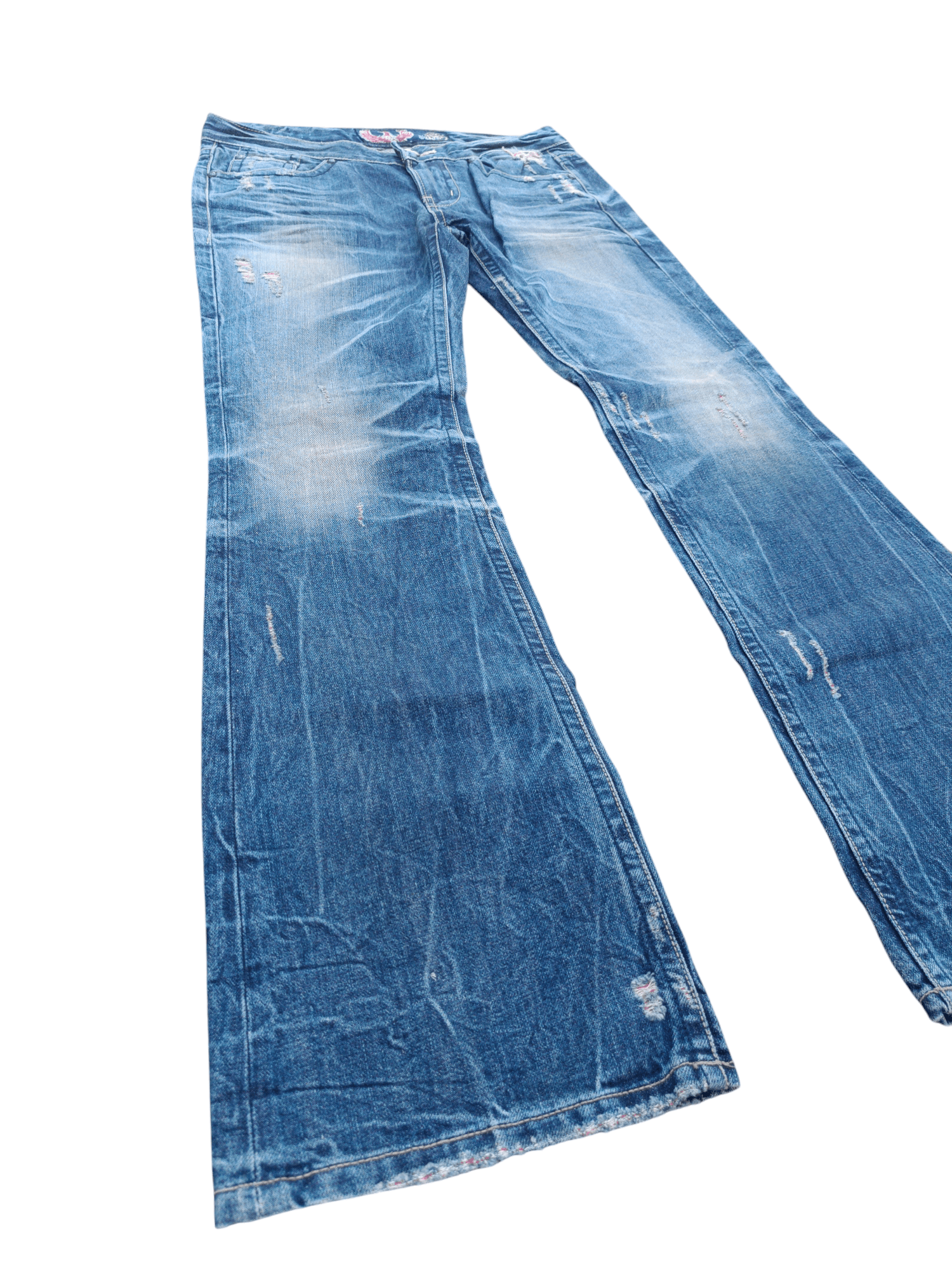 If Six Was Nine × Jean × Tornado Mart VTG Flare Jeans Japan Redpepper Distressed Whiskers Denim Size US 35 - 2 Thumbnail