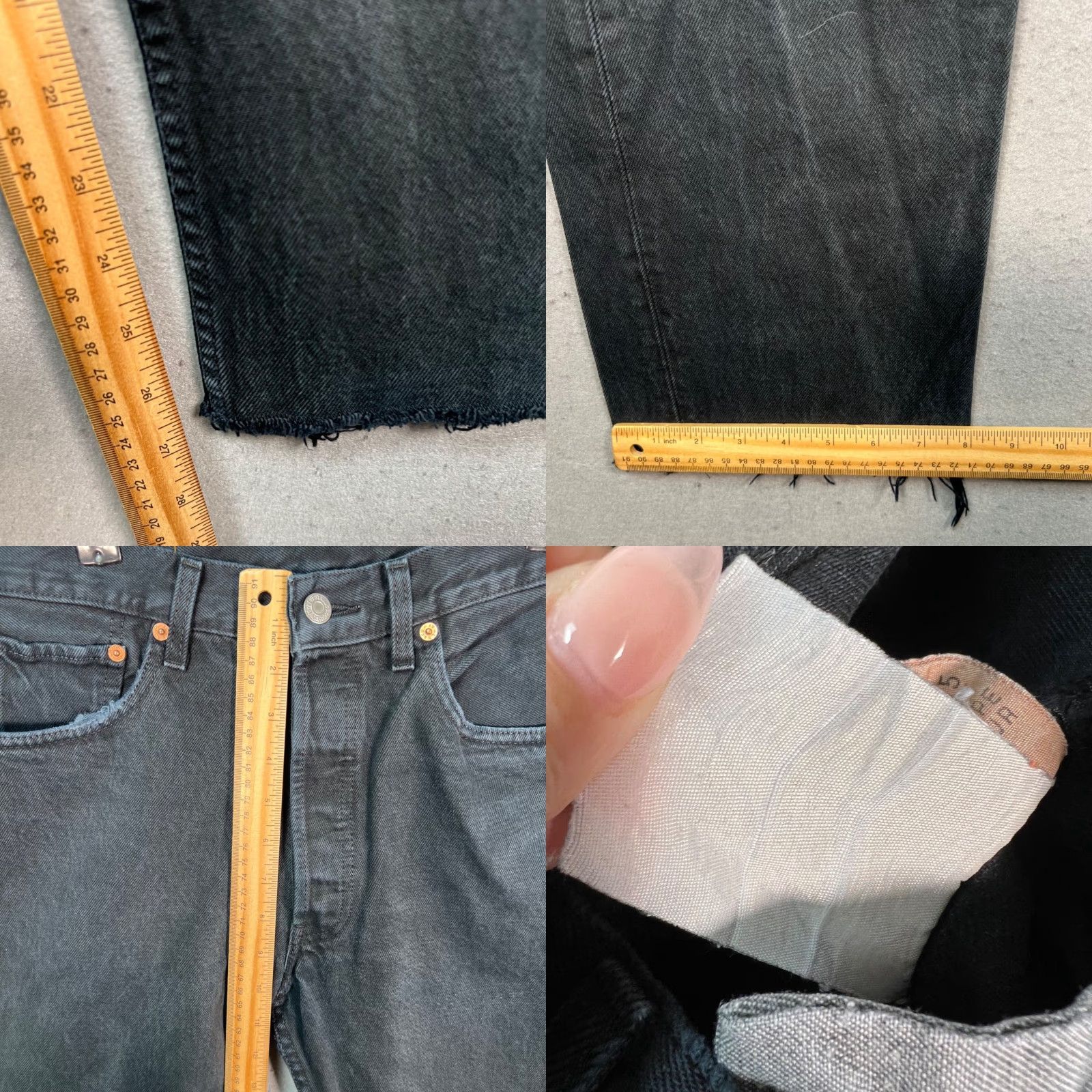 Levi's Levis 501 Jeans Mens Black Denim Straight Distressed Hem 32x27 Regular 5-Pocket denim Levi's 501 Series Mens Jeans Size US 32 / EU 48 - 8 Thumbnail
