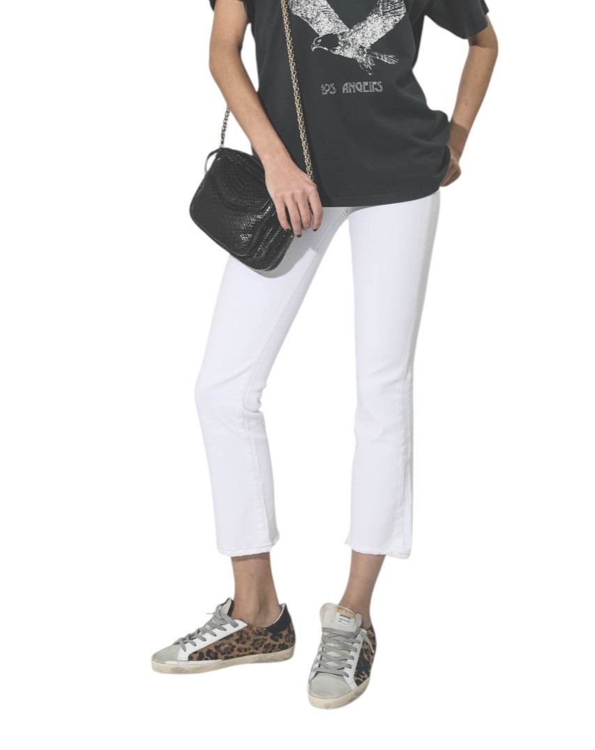 R13 KICK FIT 25 Bale White Flared Cropped Light Jeans 86190 Size 25" / US 0 / IT 36 - 1 Thumbnail