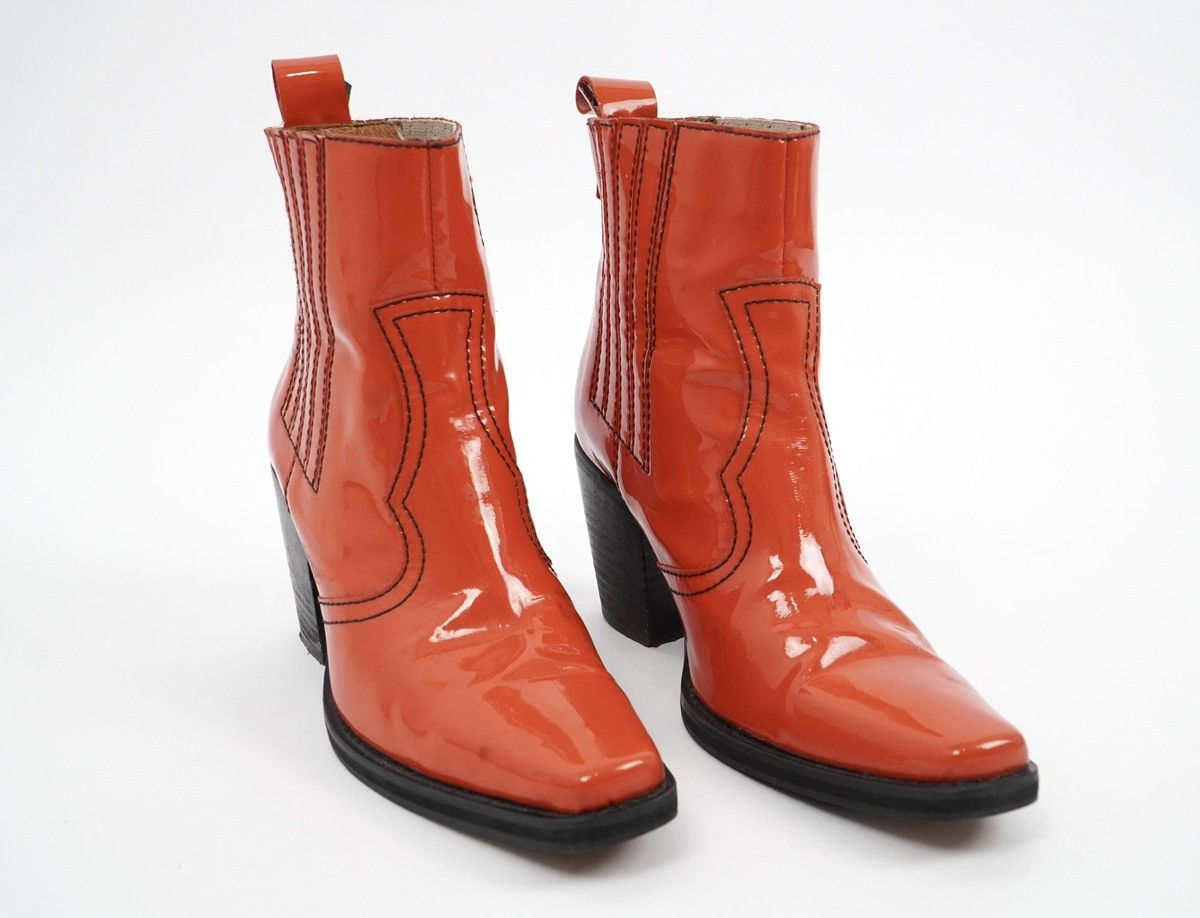 Ganni Ganni - Callie Patent Leather Ankle Boots Size US 5 / IT 35 - 1 Thumbnail