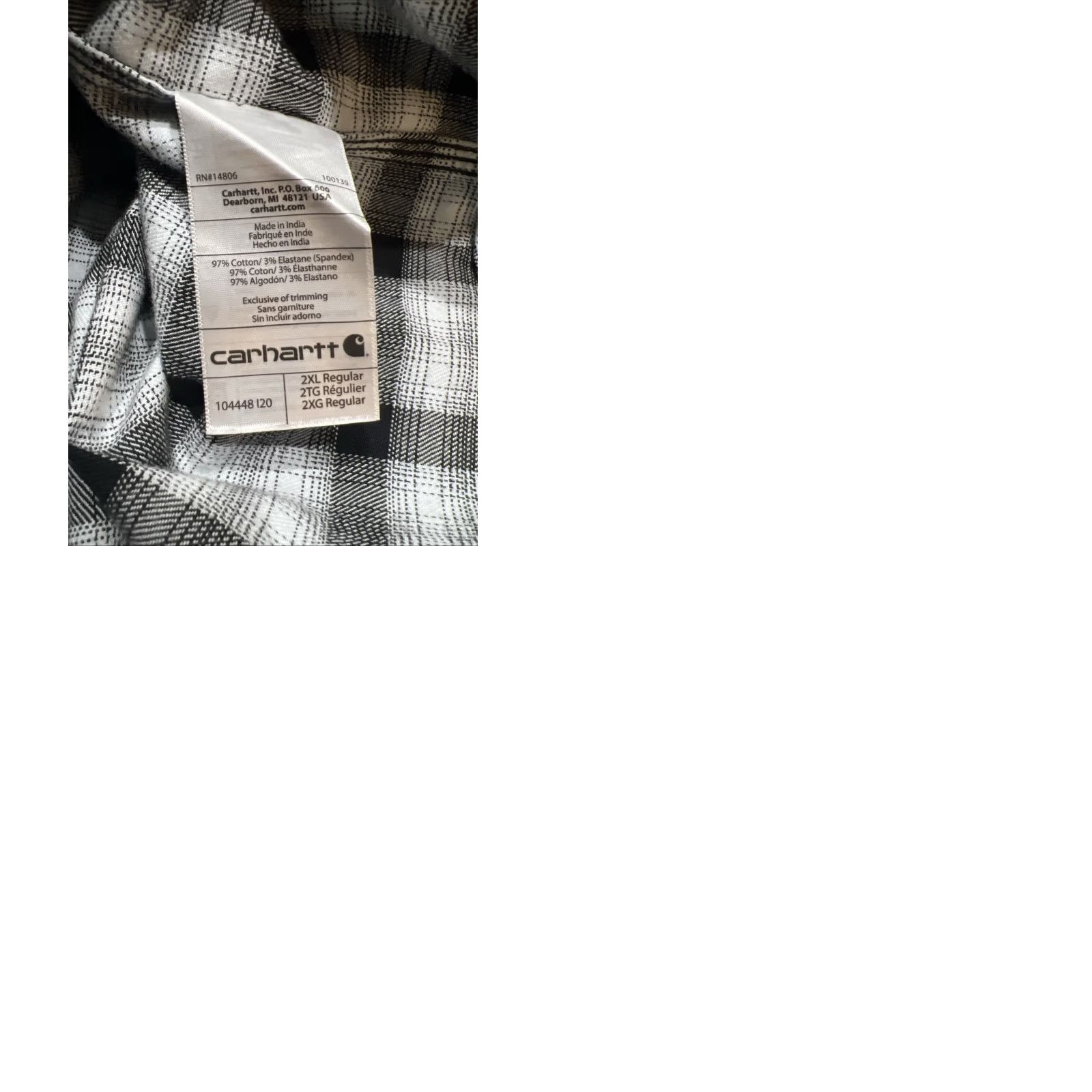 Carhartt Carhartt Button-Up Shirt Plaid Long Sleeve Relaxed Fit Mens 2XL Black & White Size US XXL / EU 58 / 5 - 9 Thumbnail