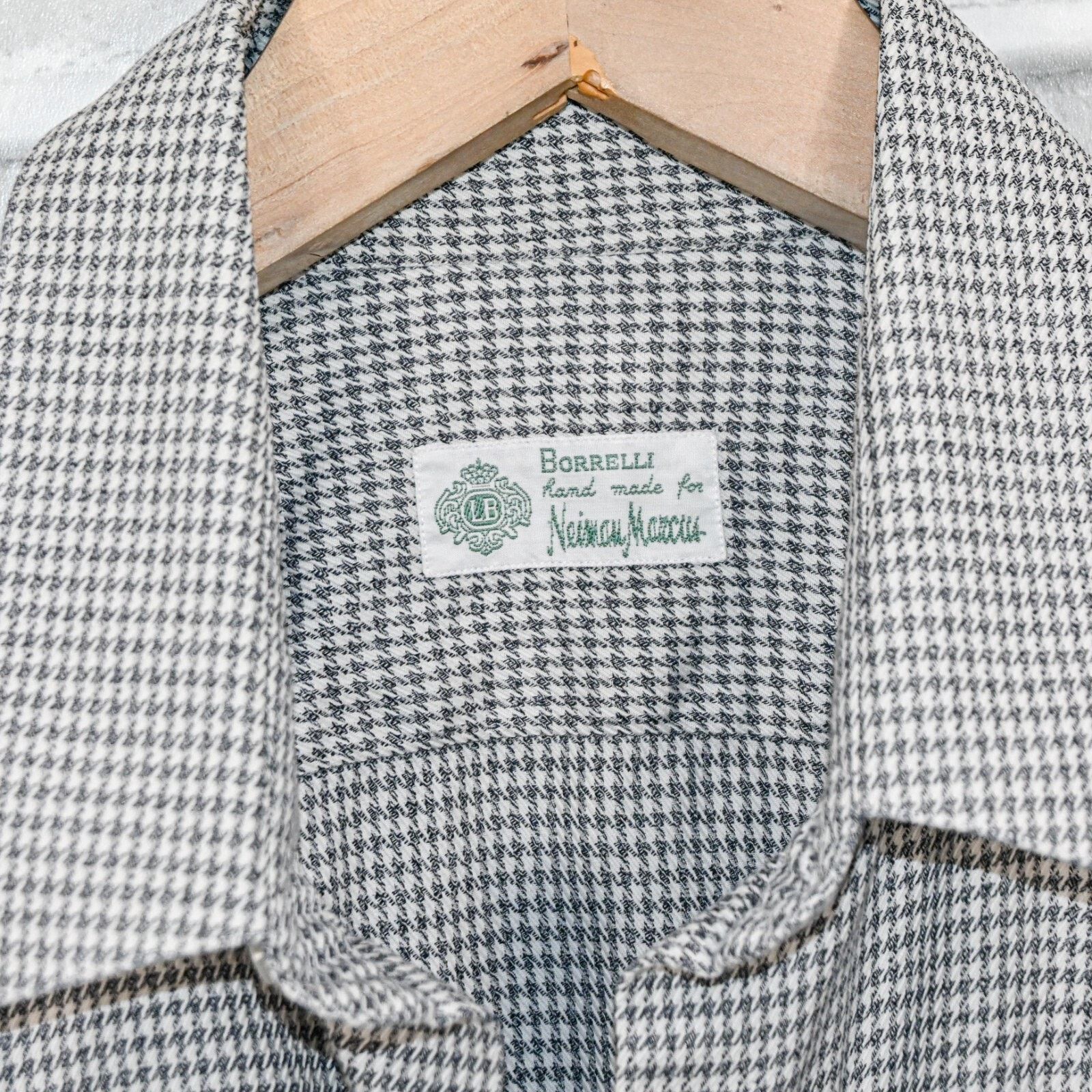 Luigi Borrelli Borrelli Napoli Hand Made Button up Dress shirt Houndstooth Size US L / EU 52-54 / 3 - 3 Thumbnail