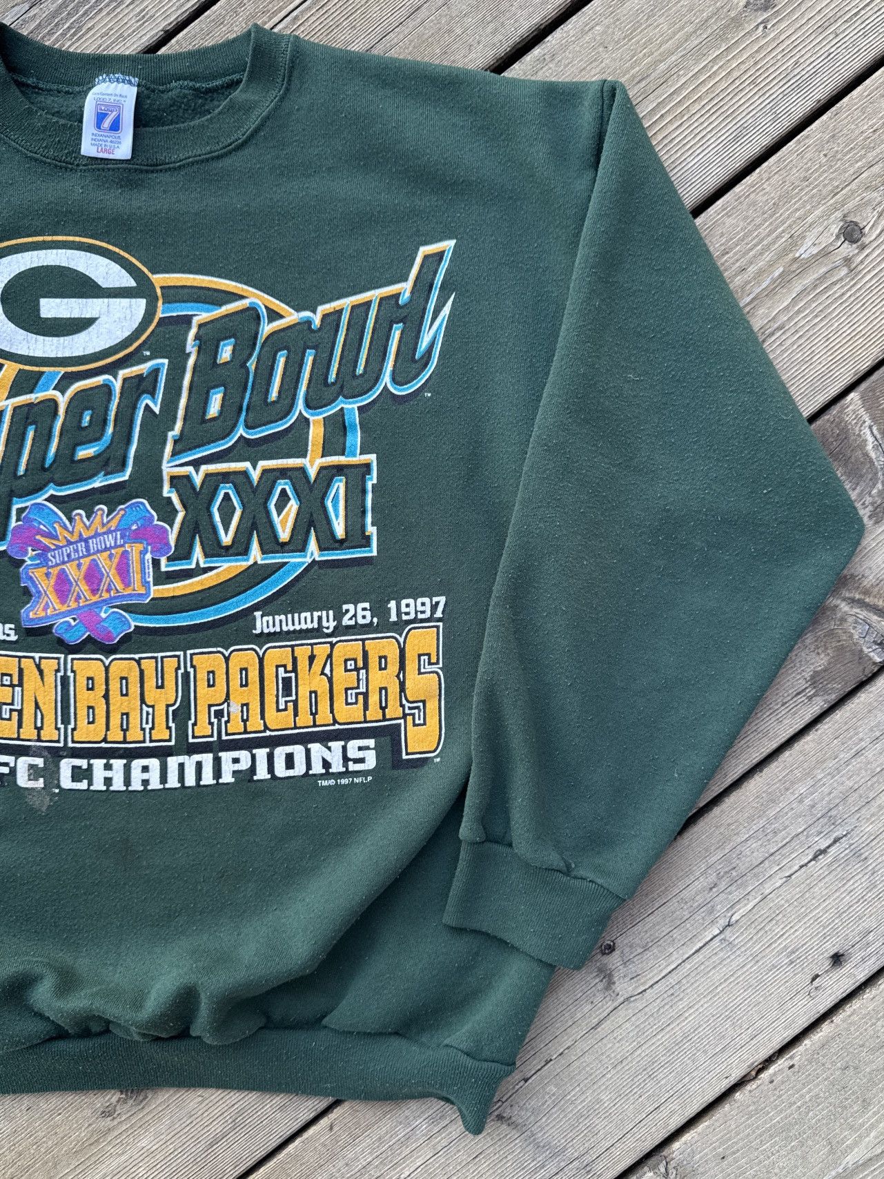 Logo 7 1997 Green Bay Packers Super Bowl XXXI Champs Sweatshirt L Size US L / EU 52-54 / 3 - 3 Thumbnail