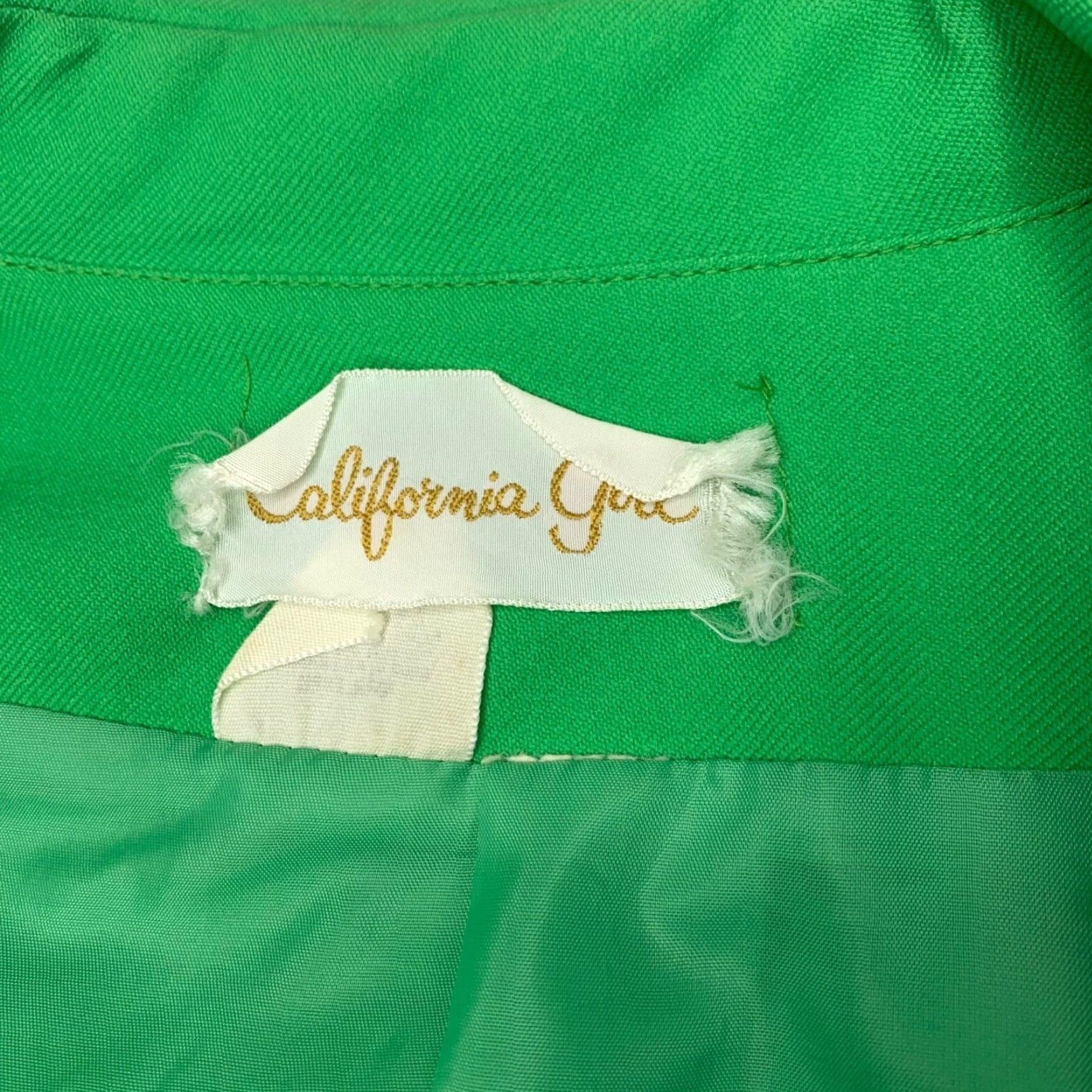 Vintage VINTAGE California Girl Dress and Jacket Set 1960s Green Yellow Mod Stripe Size 12 Womens Size XL / US 12-14 / IT 48-50 - 4 Thumbnail