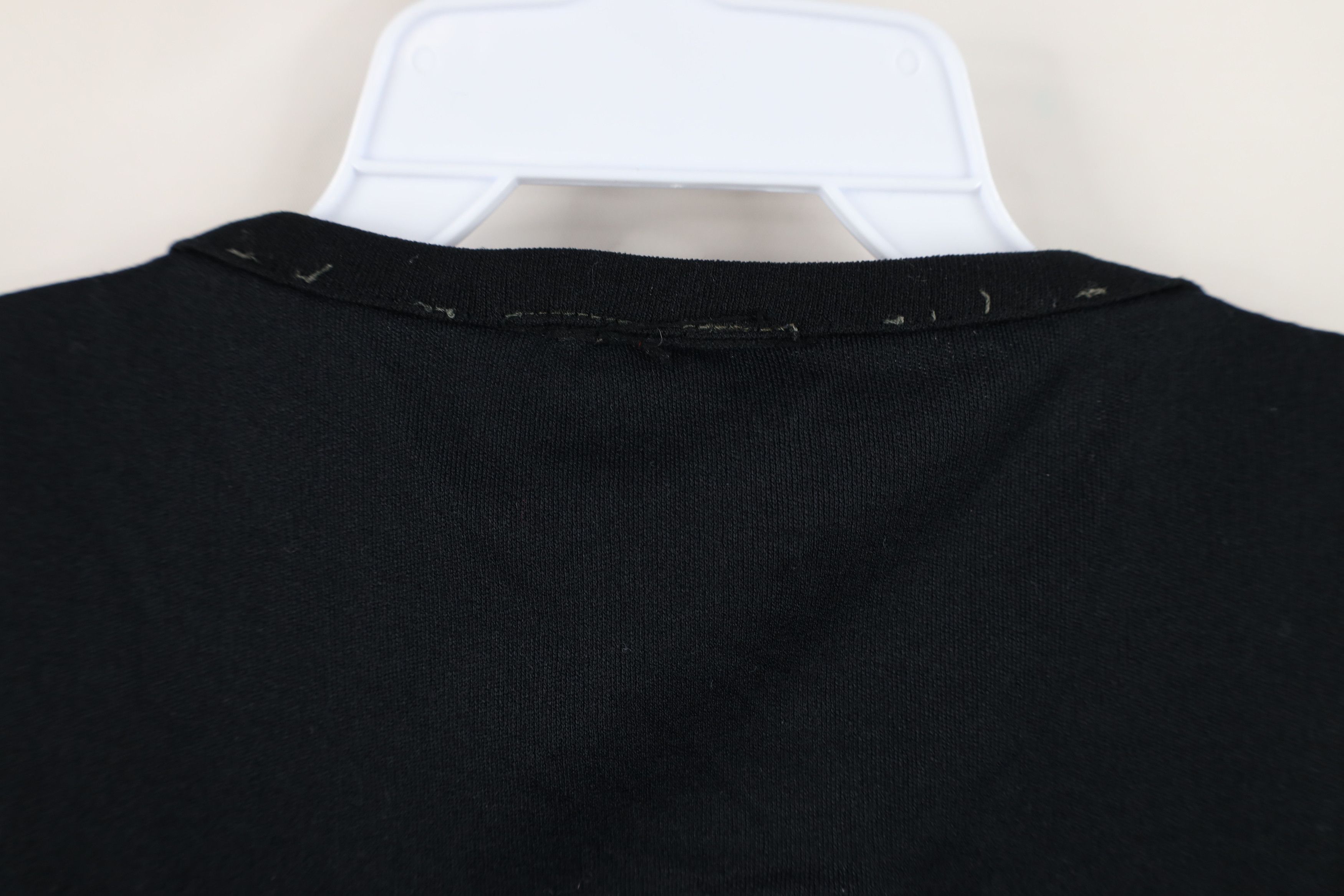 Vintage Vintage 70s Embroidered Flower Cropped Knit T-Shirt Black Size L / US 10 / IT 46 - 10 Thumbnail