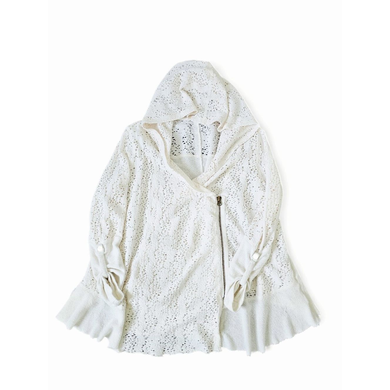 Free People Free People Doily Hooded Cardigan Ivory Open Knit Boho Jack Size S / US 4 / IT 40 - 3 Thumbnail