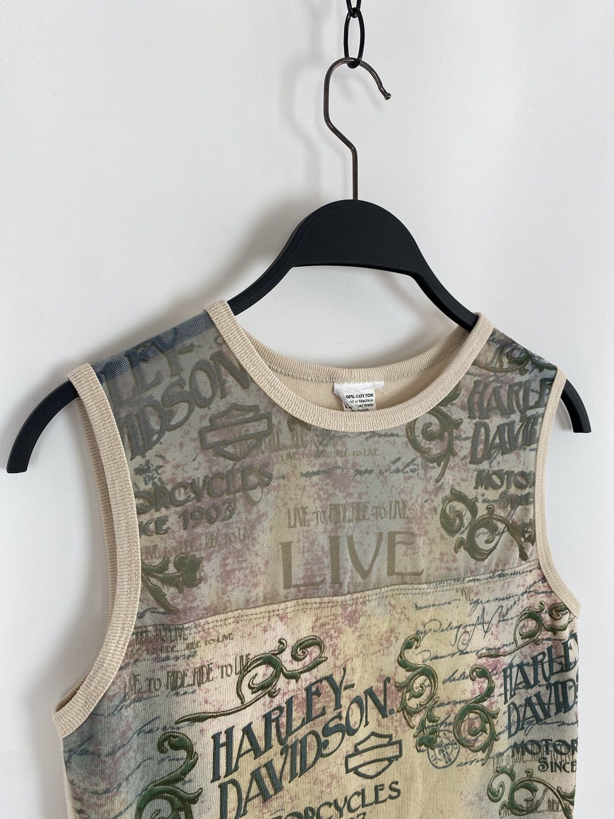 Harley Davidson Y2K Vintage Harley Davidson 1/4 Mesh Graphic Tank Top Size M / US 6-8 / IT 42-44 - 4 Thumbnail