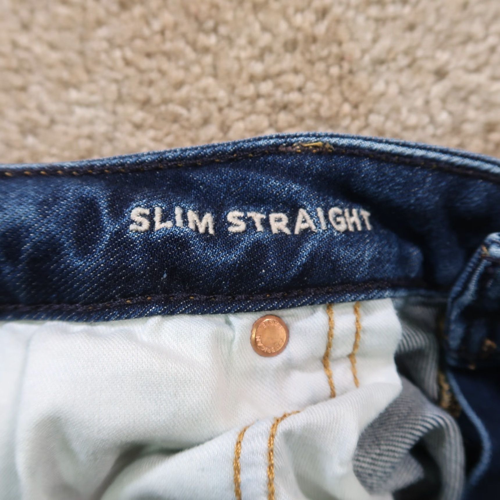 American Eagle Outfitters American Eagle Slim Straight Jeans Men's 36x26 Blue Denim Airflex Distress Mid Rise Slim Fit 5-Pocket Design Mens Jeans Size US 36 / EU 52 - 4 Thumbnail