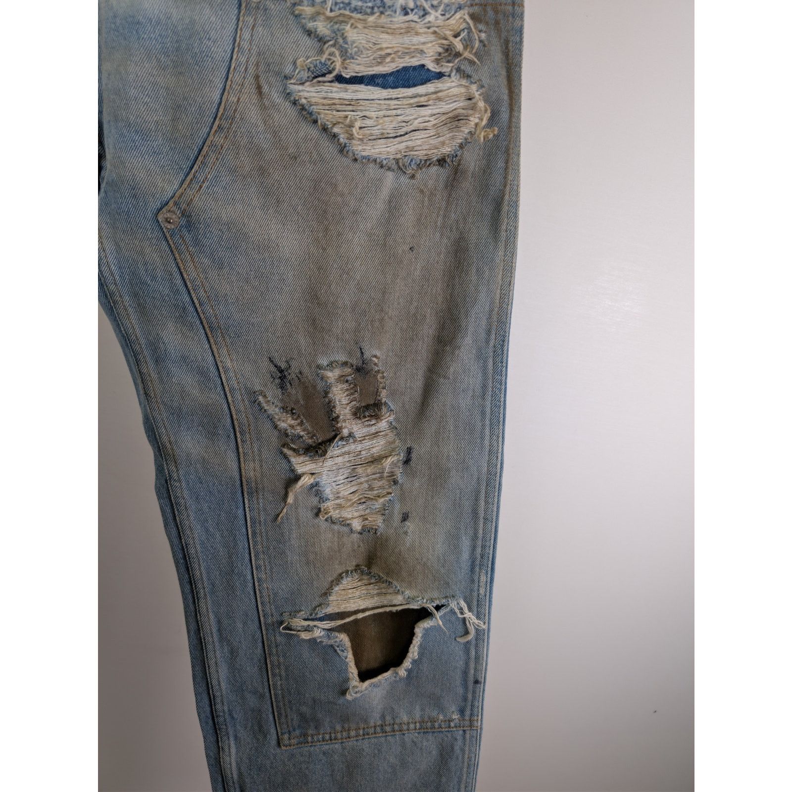Maison Margiela o1rshd1 distressed straight-leg denim jeans blue used wash Size US 30 / EU 46 - 7 Thumbnail