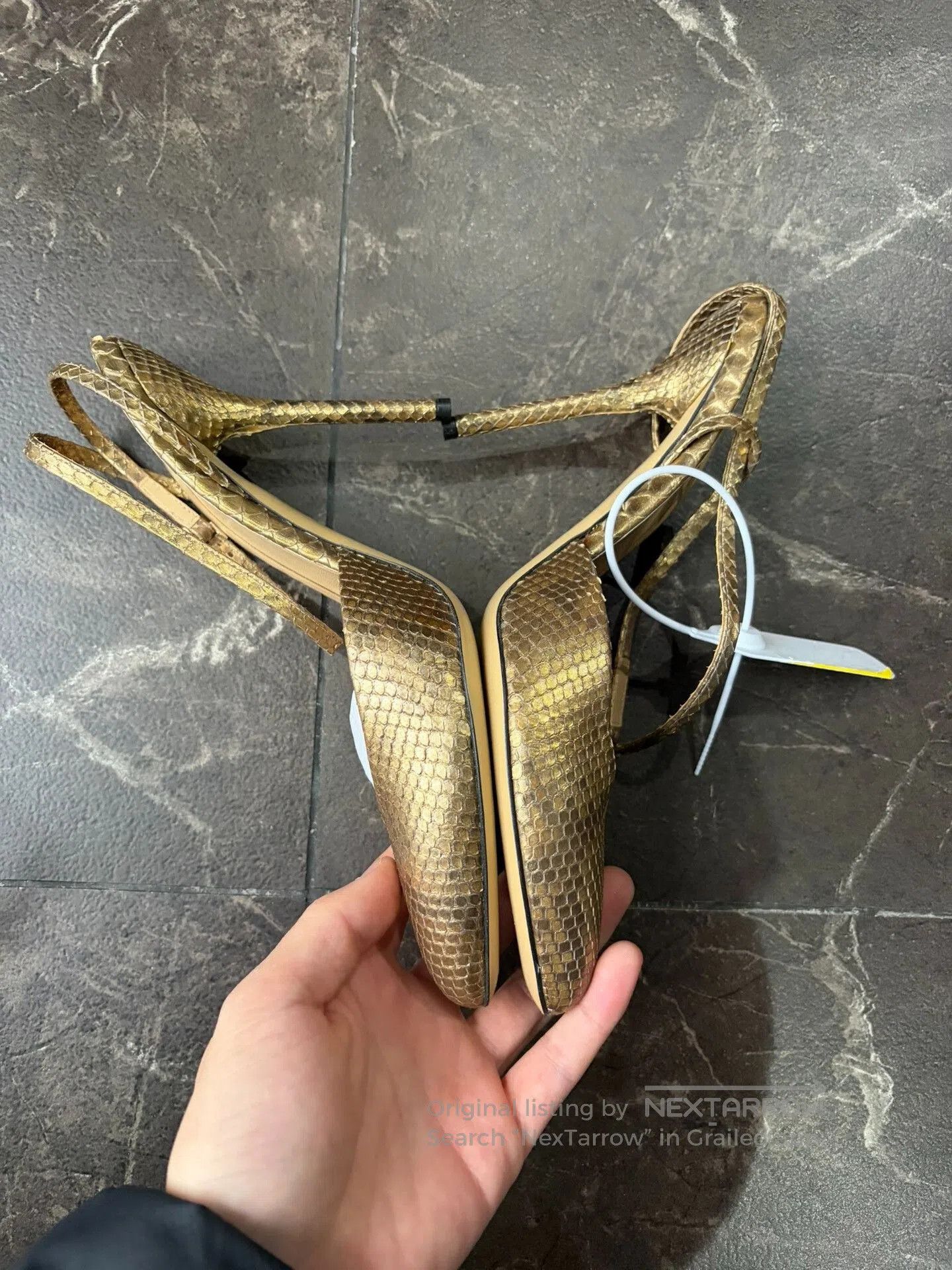 Gucci Gucci Gold Snake Print High Heels 38.5. Size US 7.5 / IT 37.5 - 2 Thumbnail