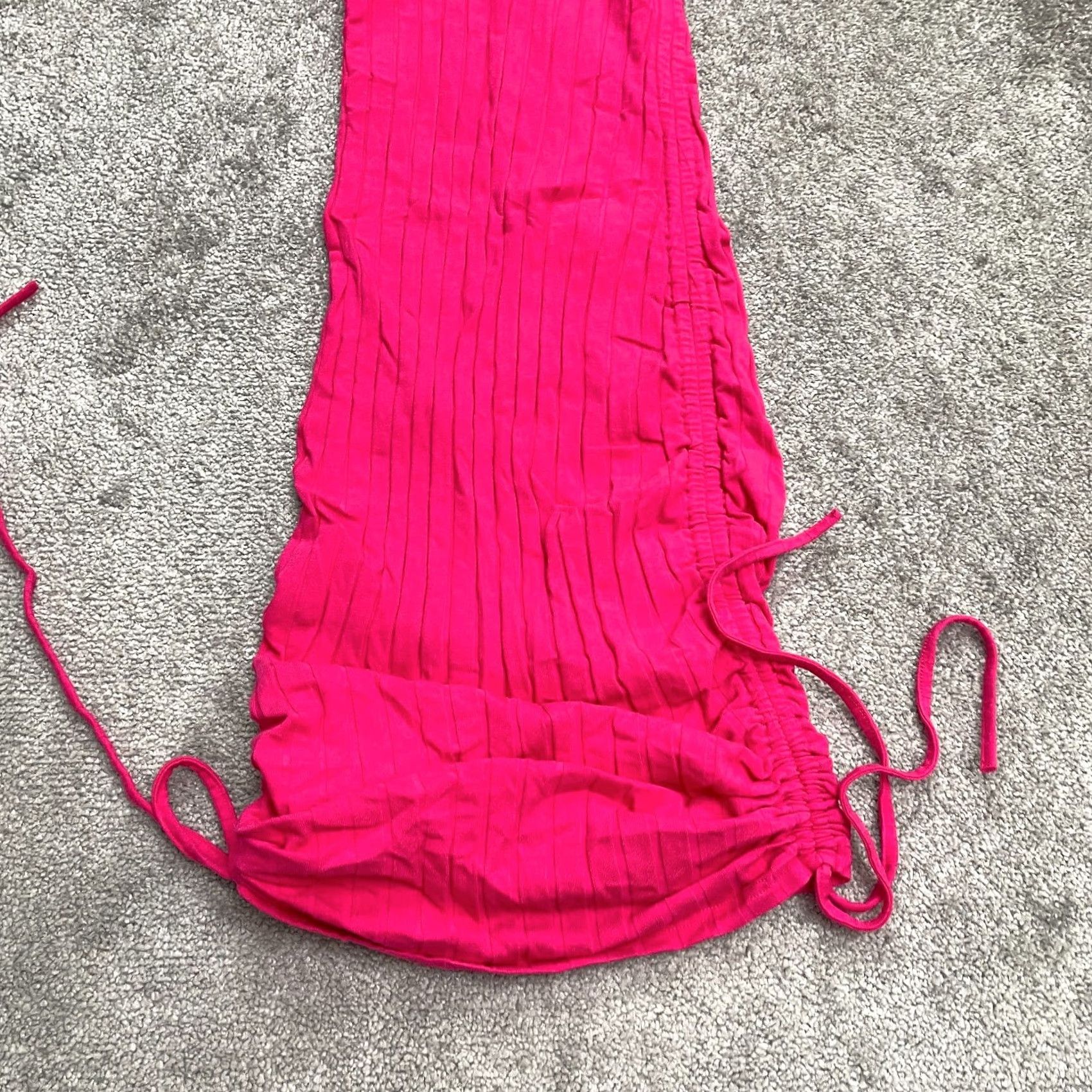 Shein Shein Ruched Ribbed Knit Bodycon Long Dress Womens Small Pink Casual Stretch Size S / US 4 / IT 40 - 3 Thumbnail