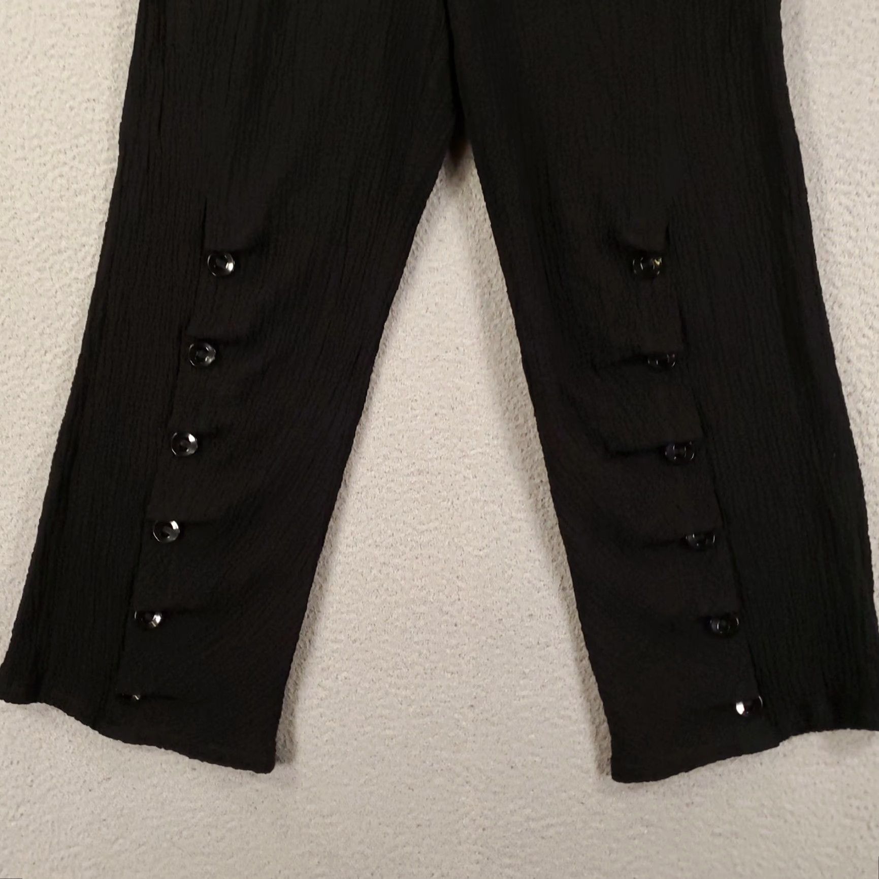 Vintage IC by Connie K Pants Womens Large Black Wide-Leg Button Accent Pull On Gauzy Size 36" / US 14 / IT 50 - 2 Thumbnail