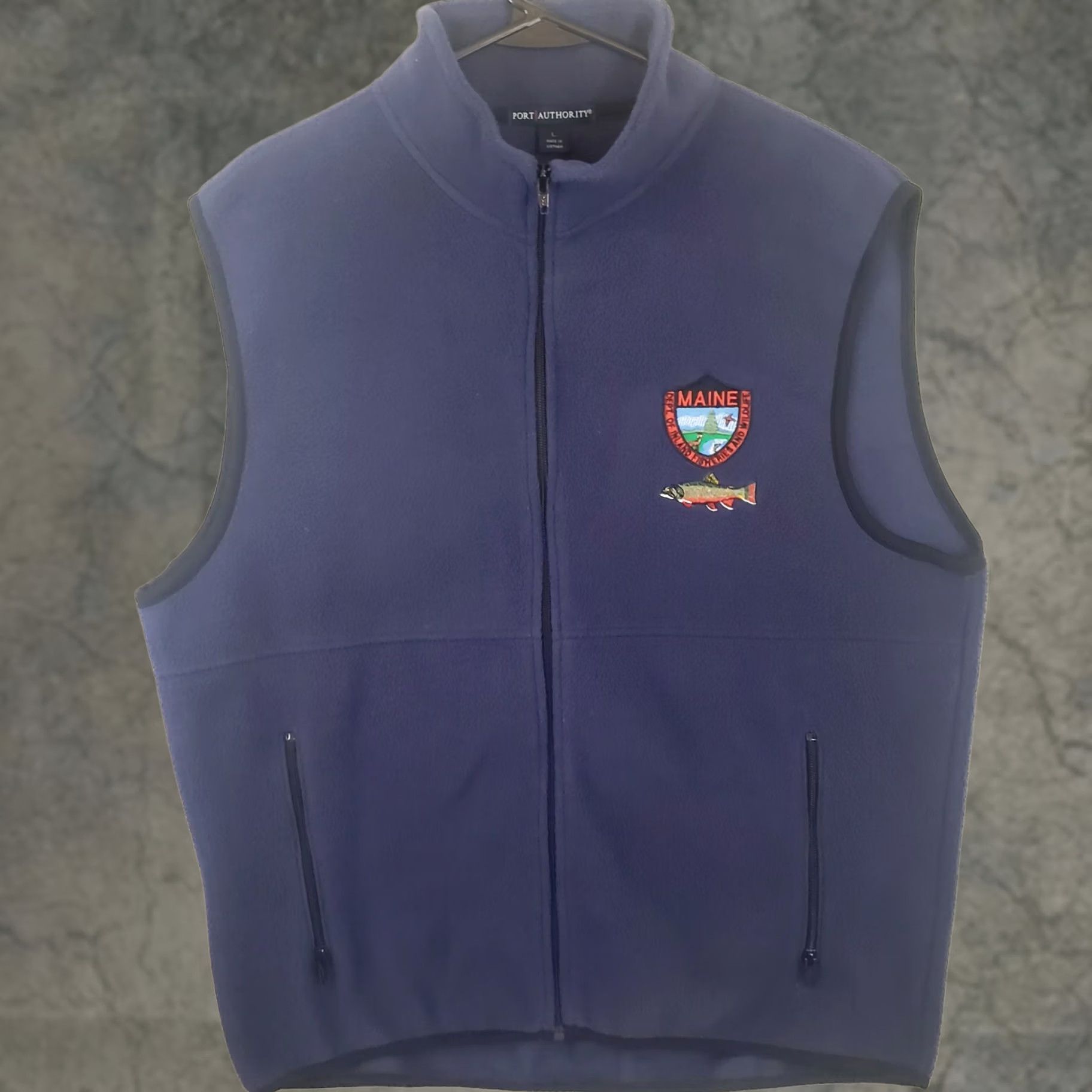 Port Authority Port Authority Vest Mens Large Blue Fleece Full Zip Trout Fishing Outdoors Maine Size US L / EU 52-54 / 3 - 1 Thumbnail