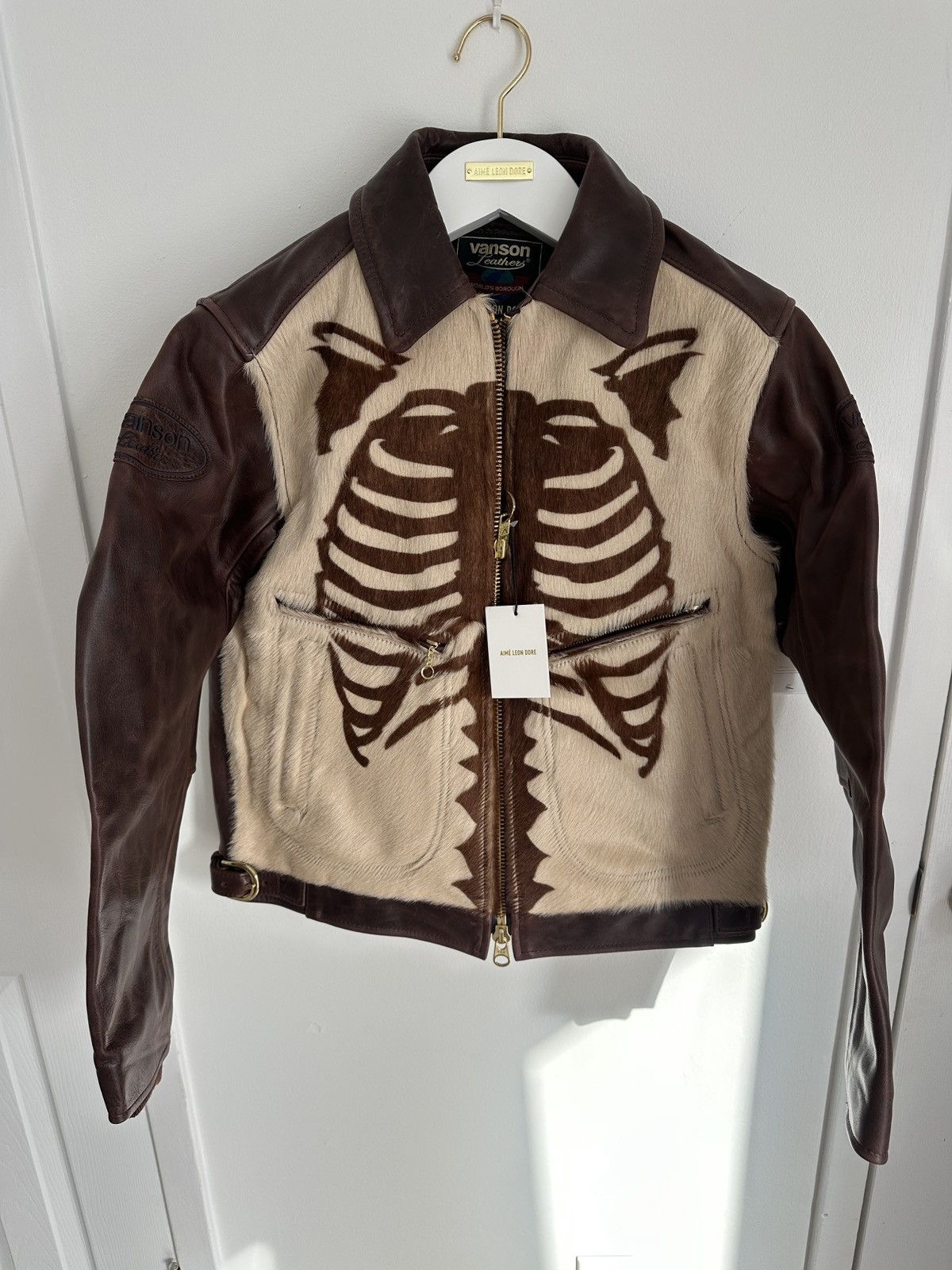 Aime Leon Dore x Vanson Pony Hair Bones Leather Jacket