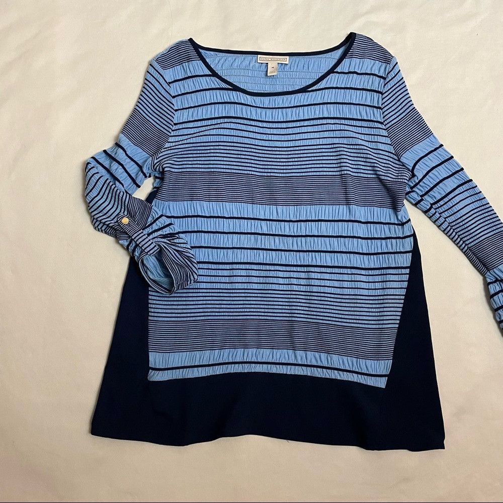 Other New Dana Buchman Blue Mixed Media Long Sleeve Top Size M Size M / US 6-8 / IT 42-44 - 6 Thumbnail