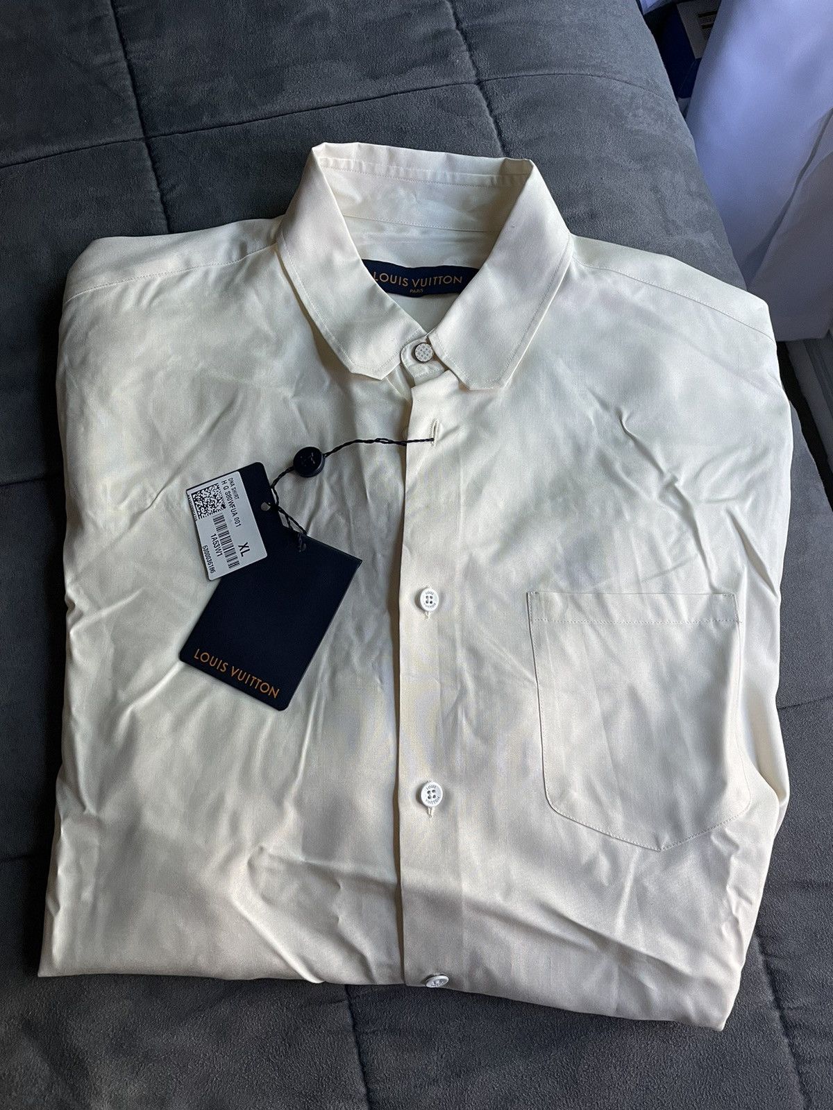 image of Louis Vuitton Plain Rainbow Beige Monogram Shirt in White, Men's (Size XL)