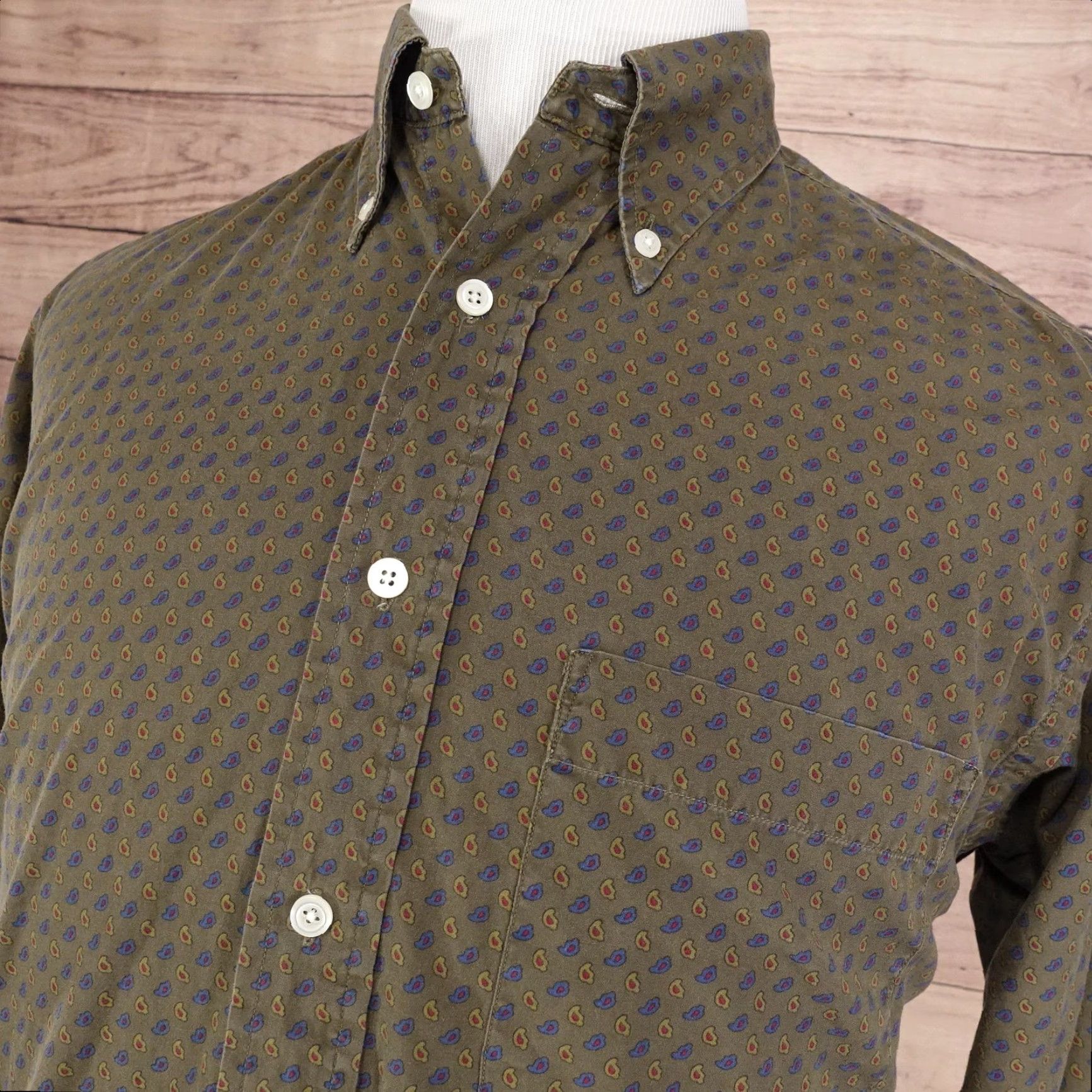 Nautica Vintage Nautica Shirt Mens Medium Green Paisley Button Up Classic Fit Cotton Size US M / EU 48-50 / 2 - 2 Thumbnail