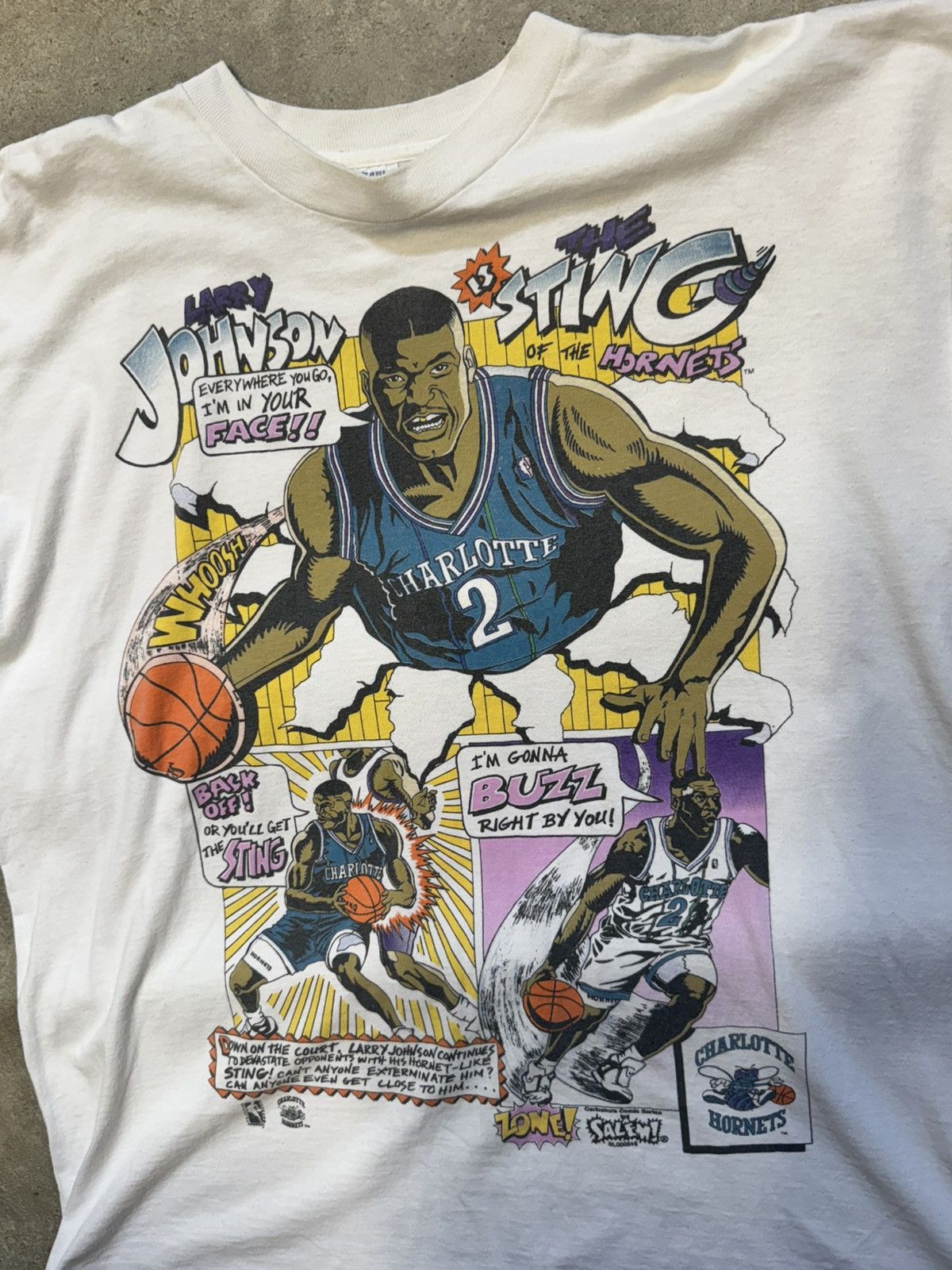 Salem Sportswear Vintage Larry Johnson X Charlotte Hornets Single Stitch Size US XL / EU 56 / 4 - 5 Thumbnail