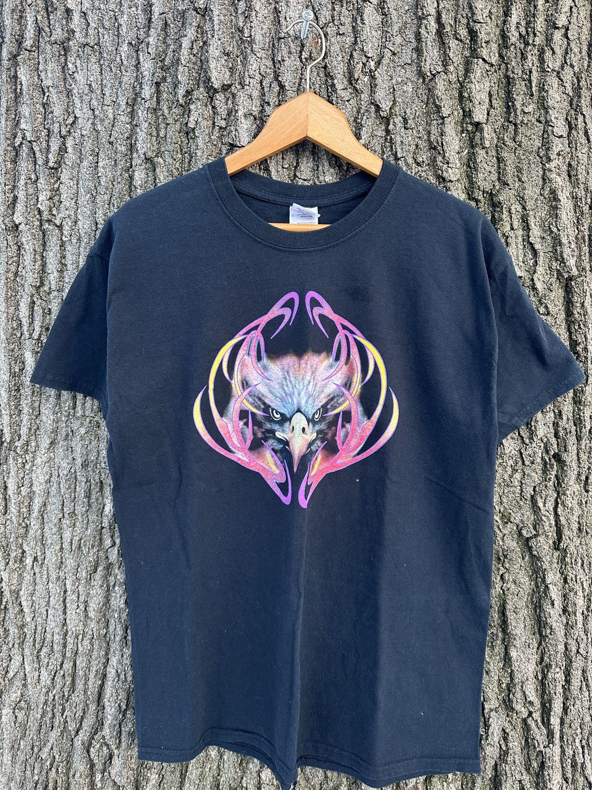Gildan × Vintage Vintage Eagle Motorcycle Graphic T Shirt Size US L / EU 52-54 / 3 - 1 Thumbnail