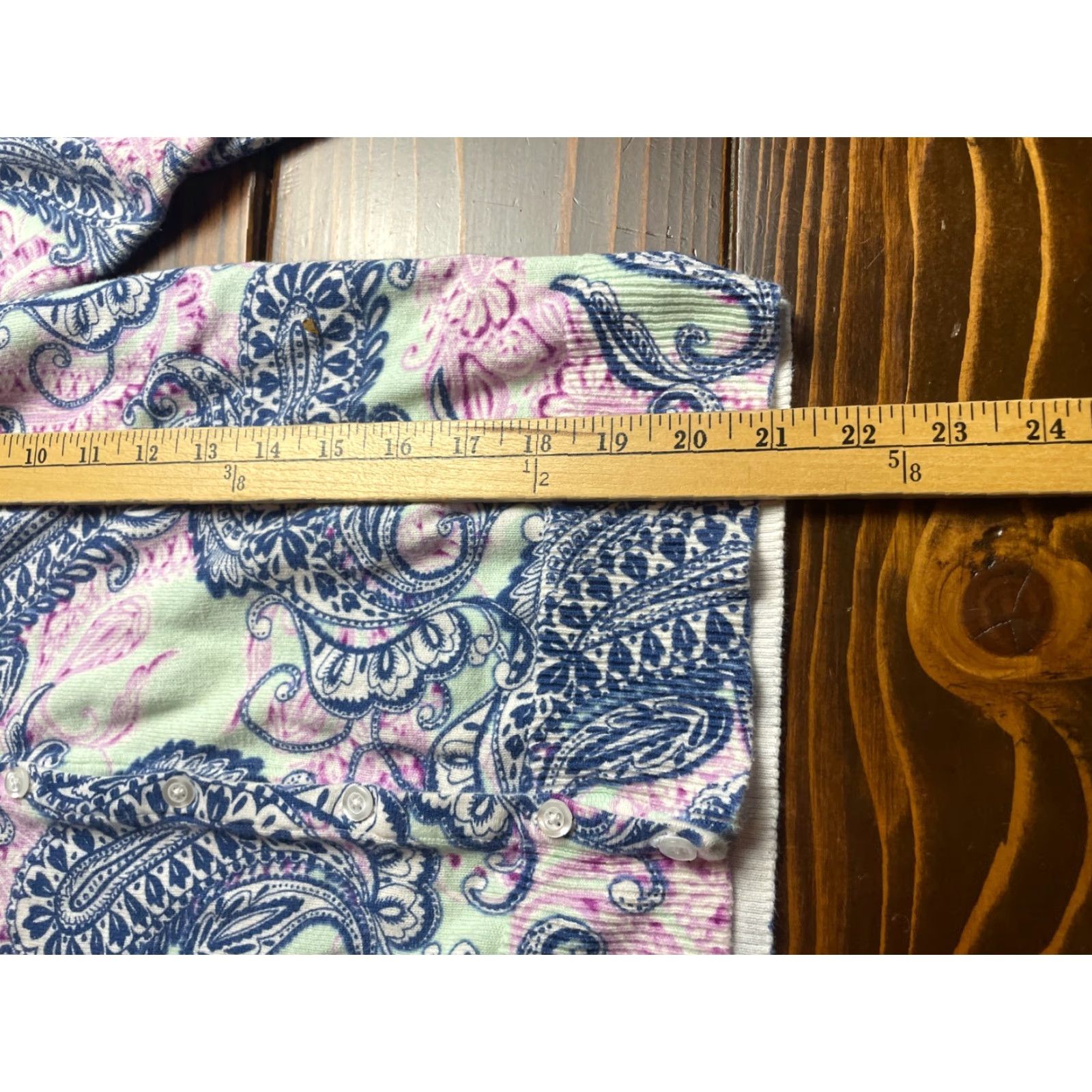 Croft & Barrow Croft&Barrow Sweater Women PS Petite Mint Blue Purple 3/4 Sleeve Paisley Crew Neck Cardigan Fall Winter Spring Casual Womens Size S / US 4 / IT 40 - 6 Thumbnail