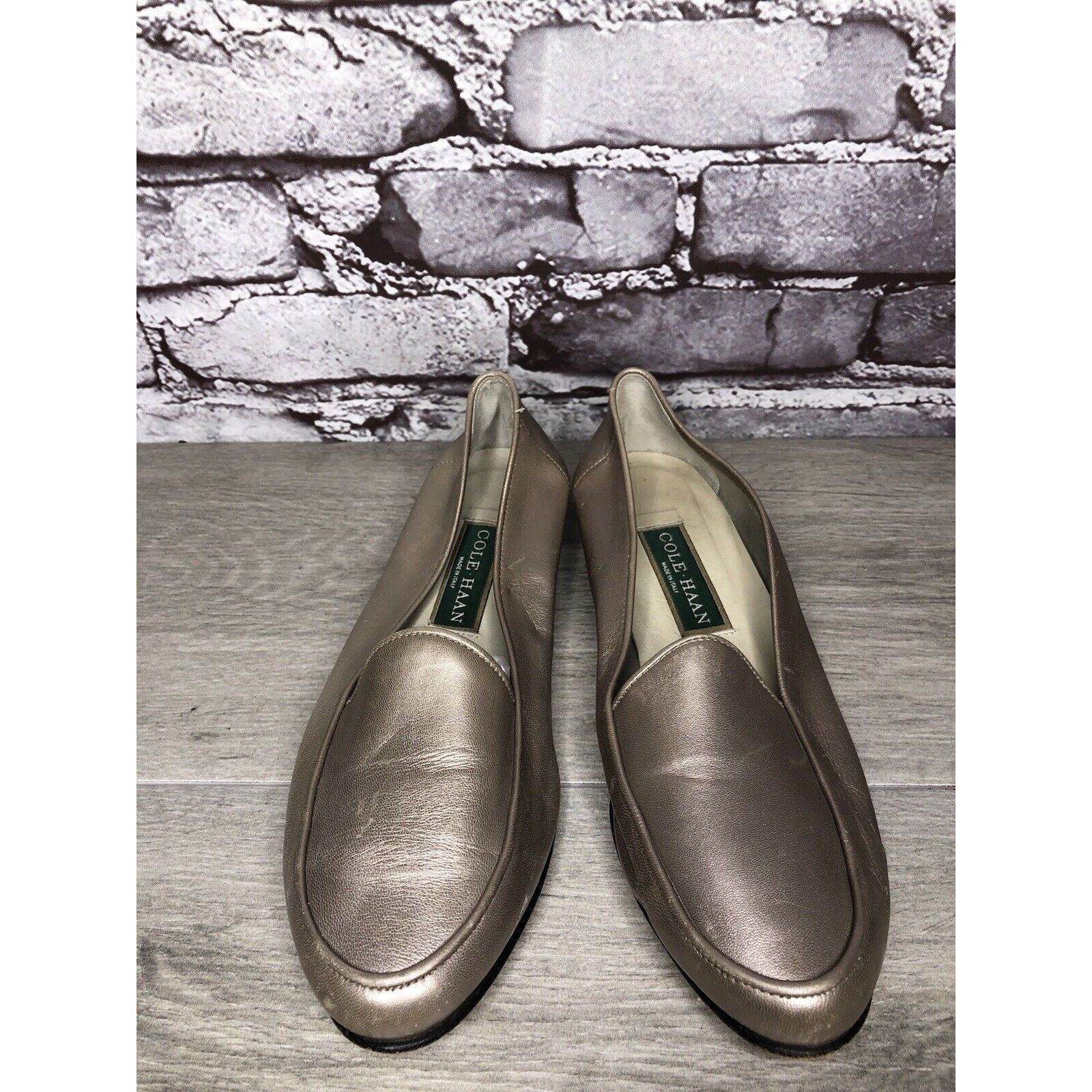 Cole Haan Cole Haan Pewter Silver Leather Slip On Loafer Flats Women S Size US 7.5 / IT 37.5 - 11 Thumbnail