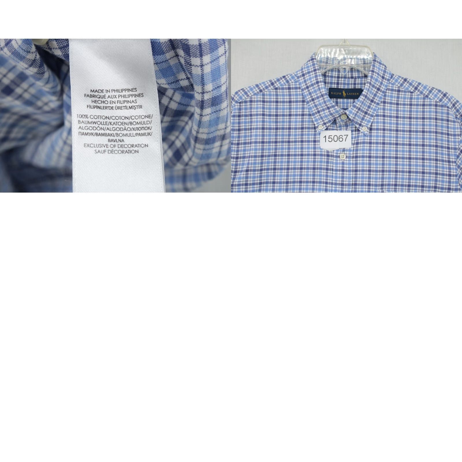 Polo Ralph Lauren Polo Ralph Lauren Shirt Mens Large White Blue Tattersall Flesh Pony Long Sleeve Size US L / EU 52-54 / 3 - 8 Thumbnail
