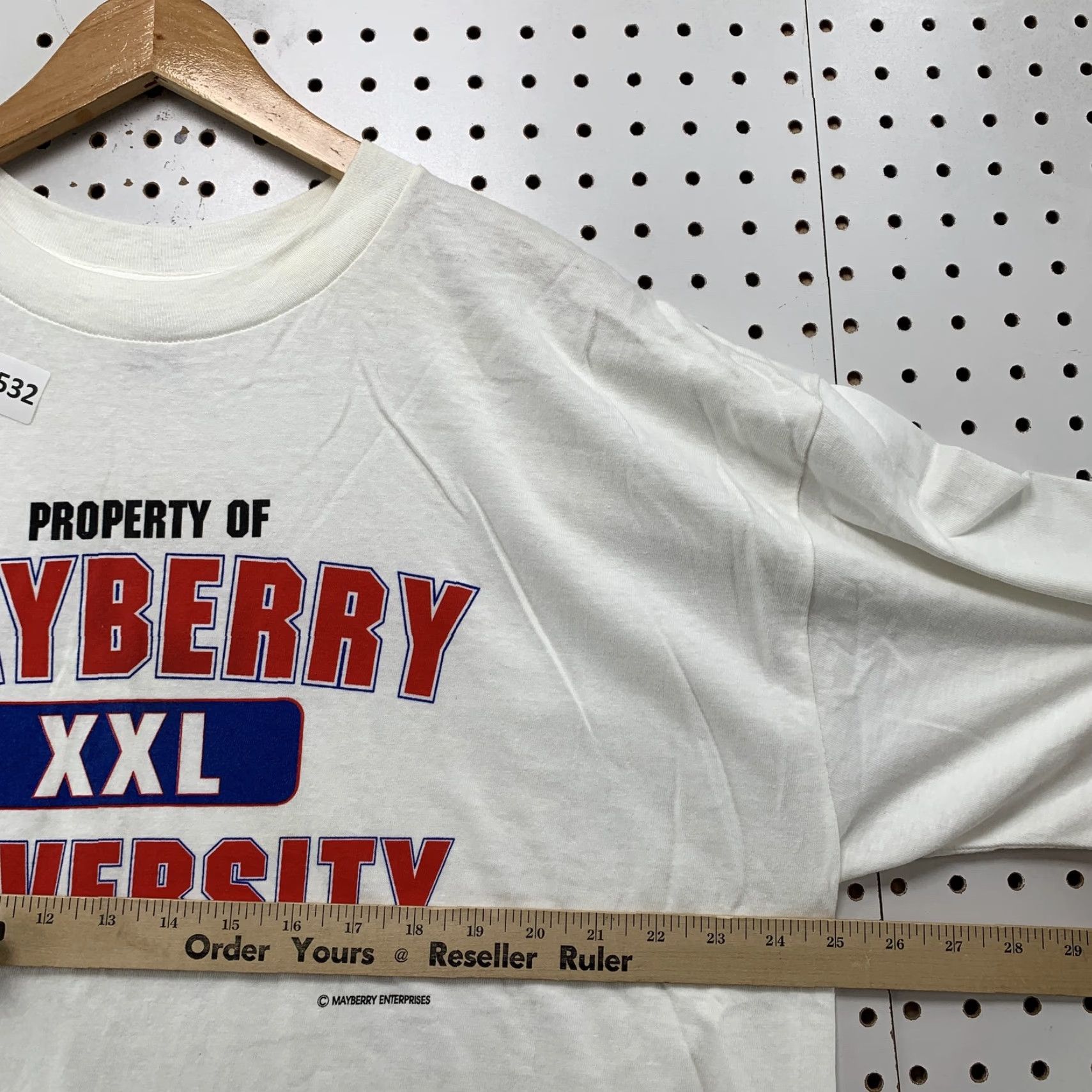 Vintage VTG 90s Mayberry University Shirt Mens XL White Graphic Print Crew Neck Short Sleeve USA Size US XL / EU 56 / 4 - 4 Thumbnail