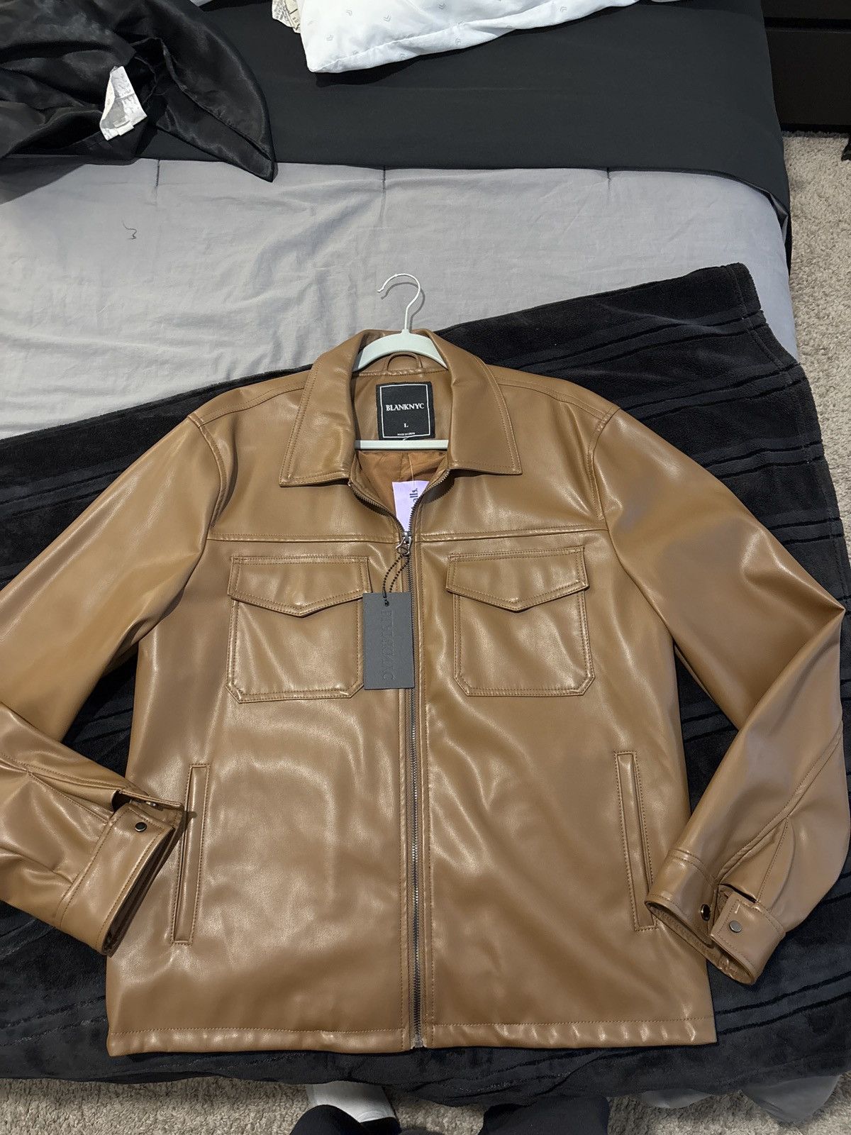BLANKNYC BLANKNYC Mens Brown Pleather jacket Size US L / EU 52-54 / 3 - 1 Thumbnail