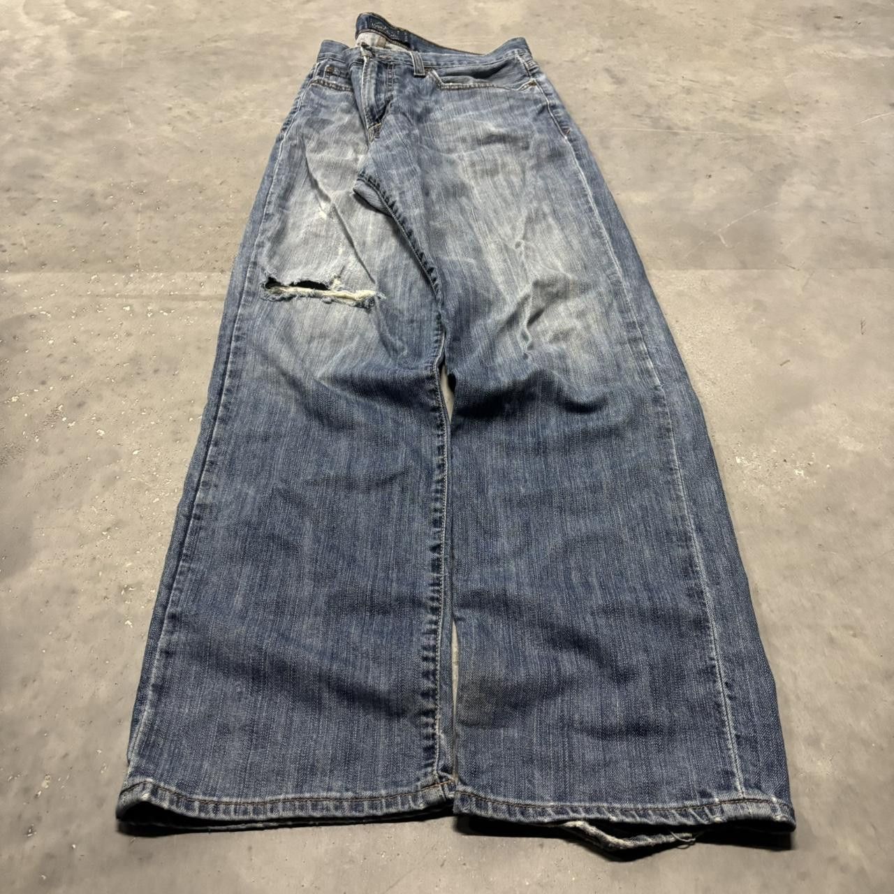 Japanese Brand × Vintage Crazy Vintage Y2K/2000s Grunge Faded Wash Distressed Denim Jeans! Size US 32 / EU 48 - 3 Thumbnail