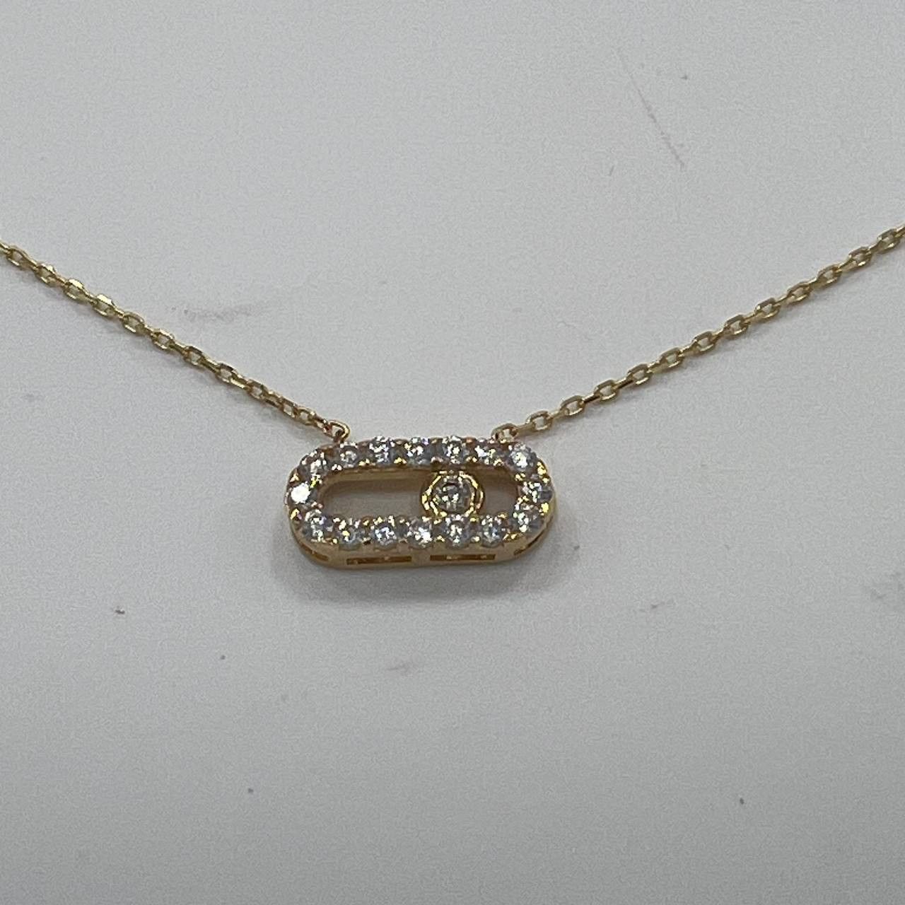 Other New 14K Gold Oval Pendant Necklace with Center Stone 1.5g Size ONE SIZE - 3 Thumbnail