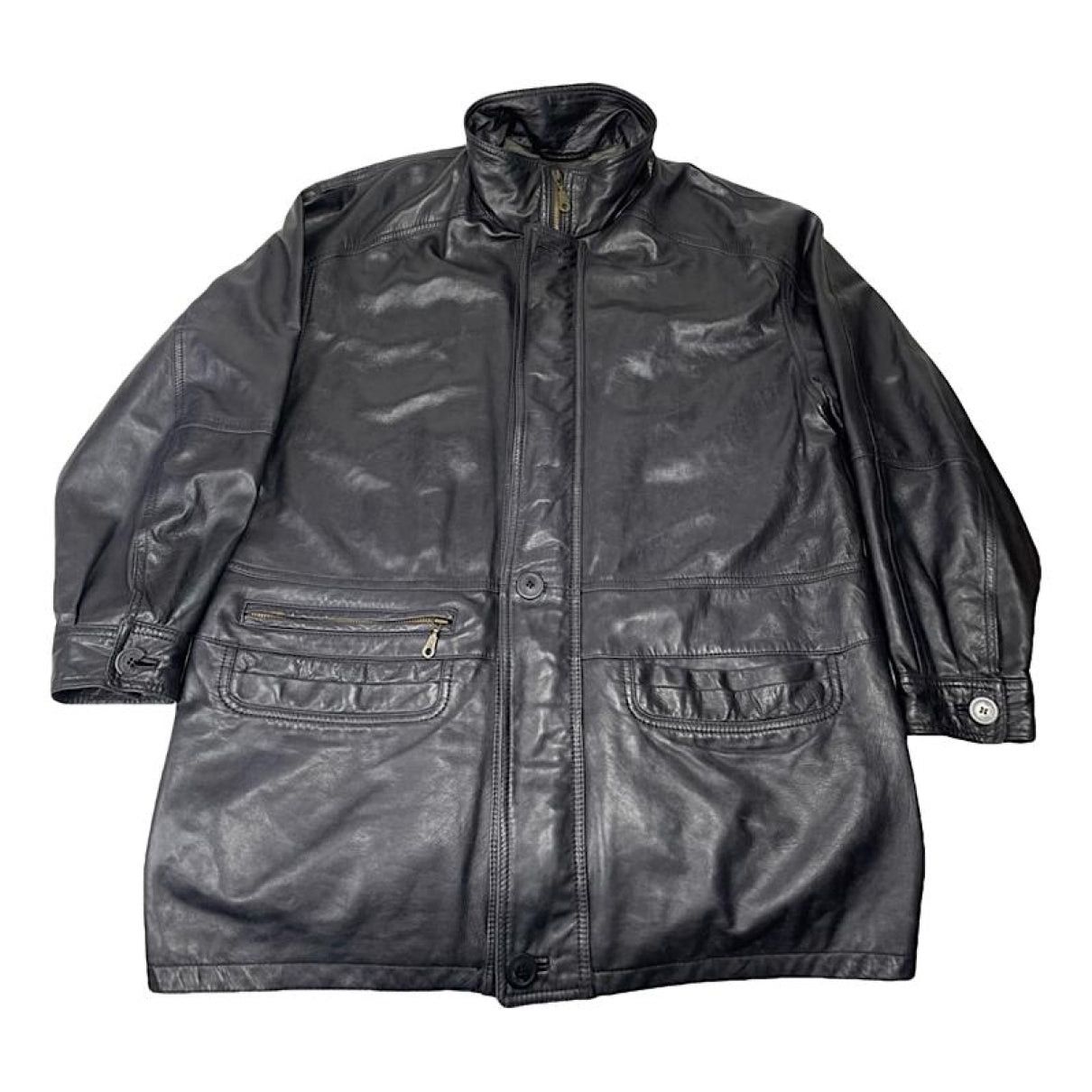 Other Saint Laurent Black Leather Coat Size L / US 10 / IT 46 - 1 Thumbnail