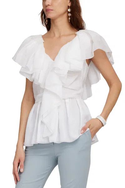 Chloe o1y0825 Short Sleeves Blouse in White Size M / US 6-8 / IT 42-44 - 3 Thumbnail