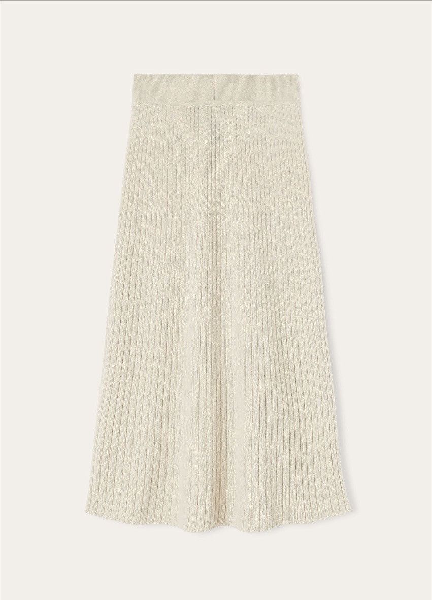 Loro Piana o1srvl11e0725 FAO2844 Baby Cashmere Midi Skirt in White Size 28" / US 6 / IT 42 - 1 Thumbnail
