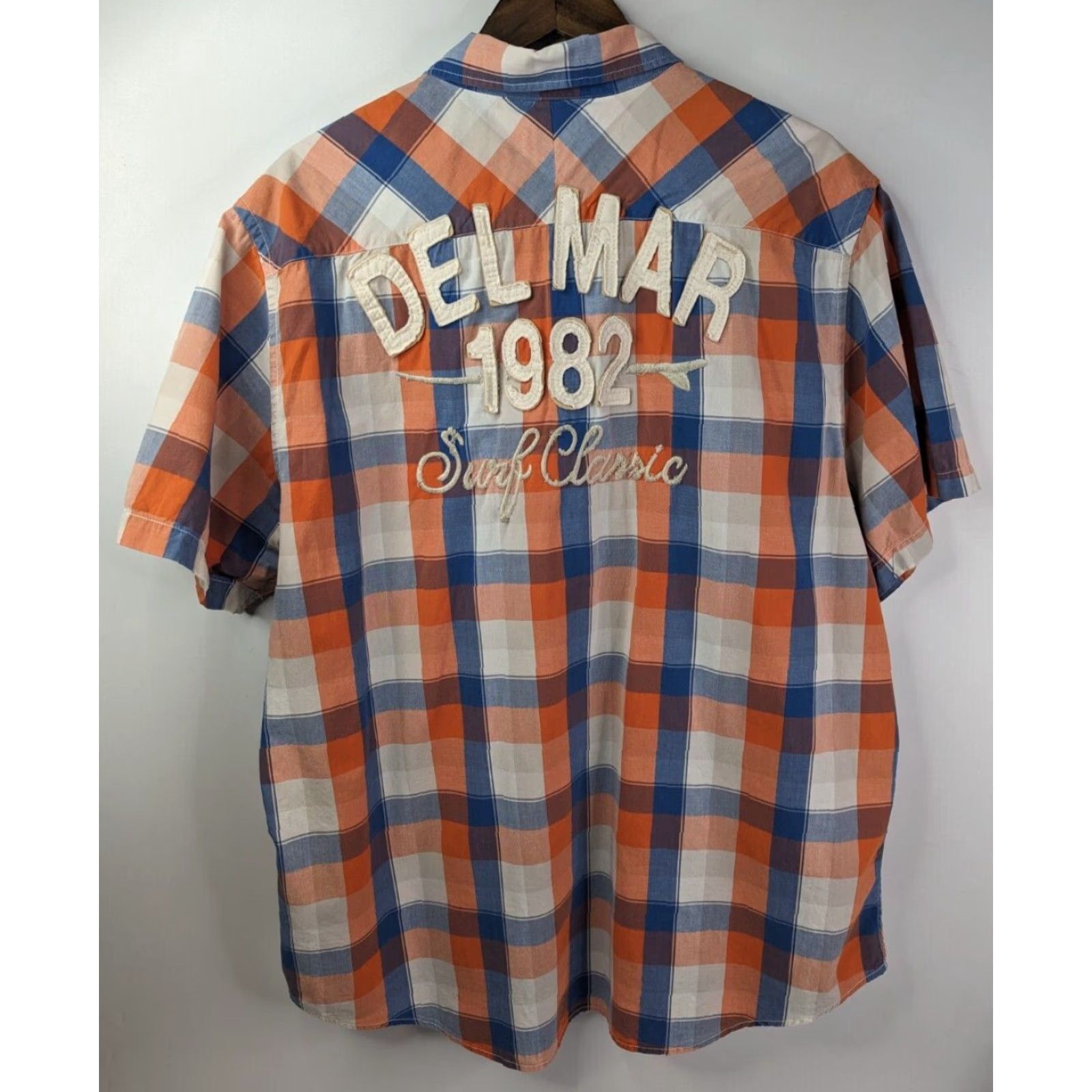 Old Navy Old Navy Surf Classic Button-Up Shirt Mens 2XL Plaid Blue Orange Cotton Blend Knit Casual Beach California Size US XXL / EU 58 / 5 - 3 Thumbnail